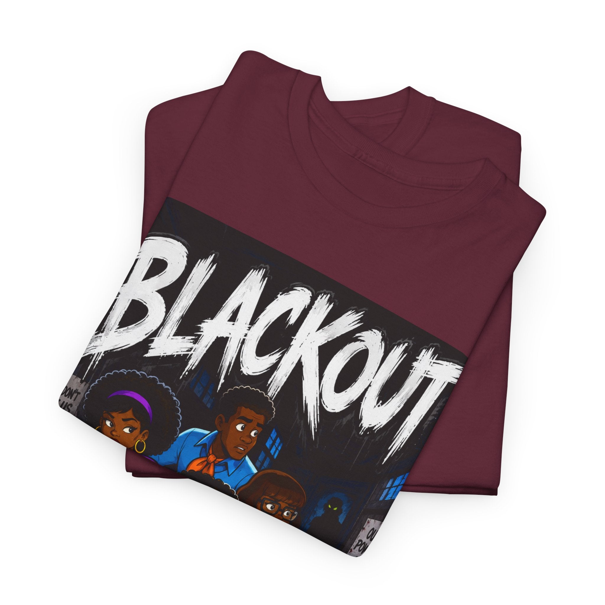 Blackout Graphic Tee — Urban Comic Poster Design with Back Fist Logo
