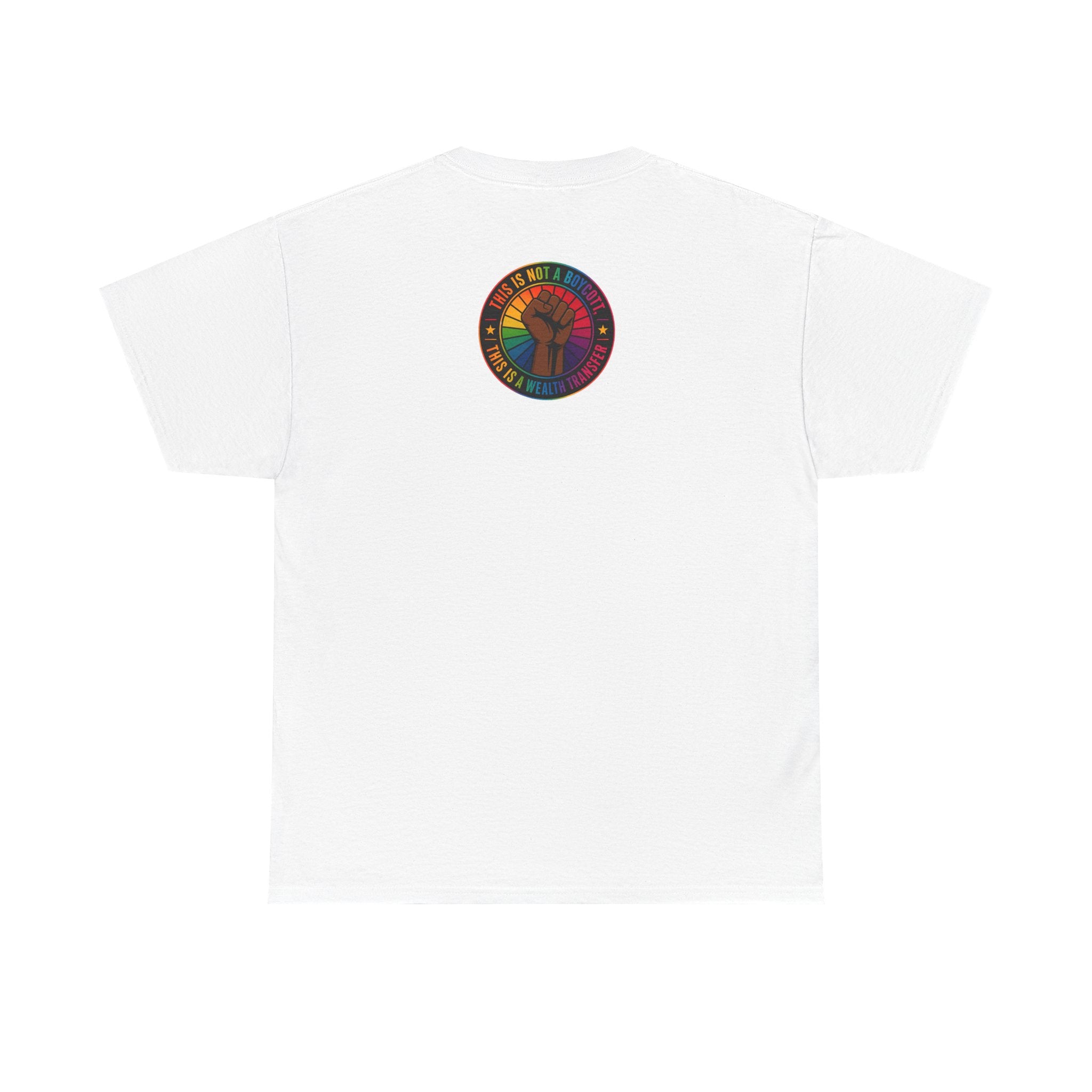 Graphic Tee — "I'm White, But Not THAT White" Illustration with Back Raised Fist Logo