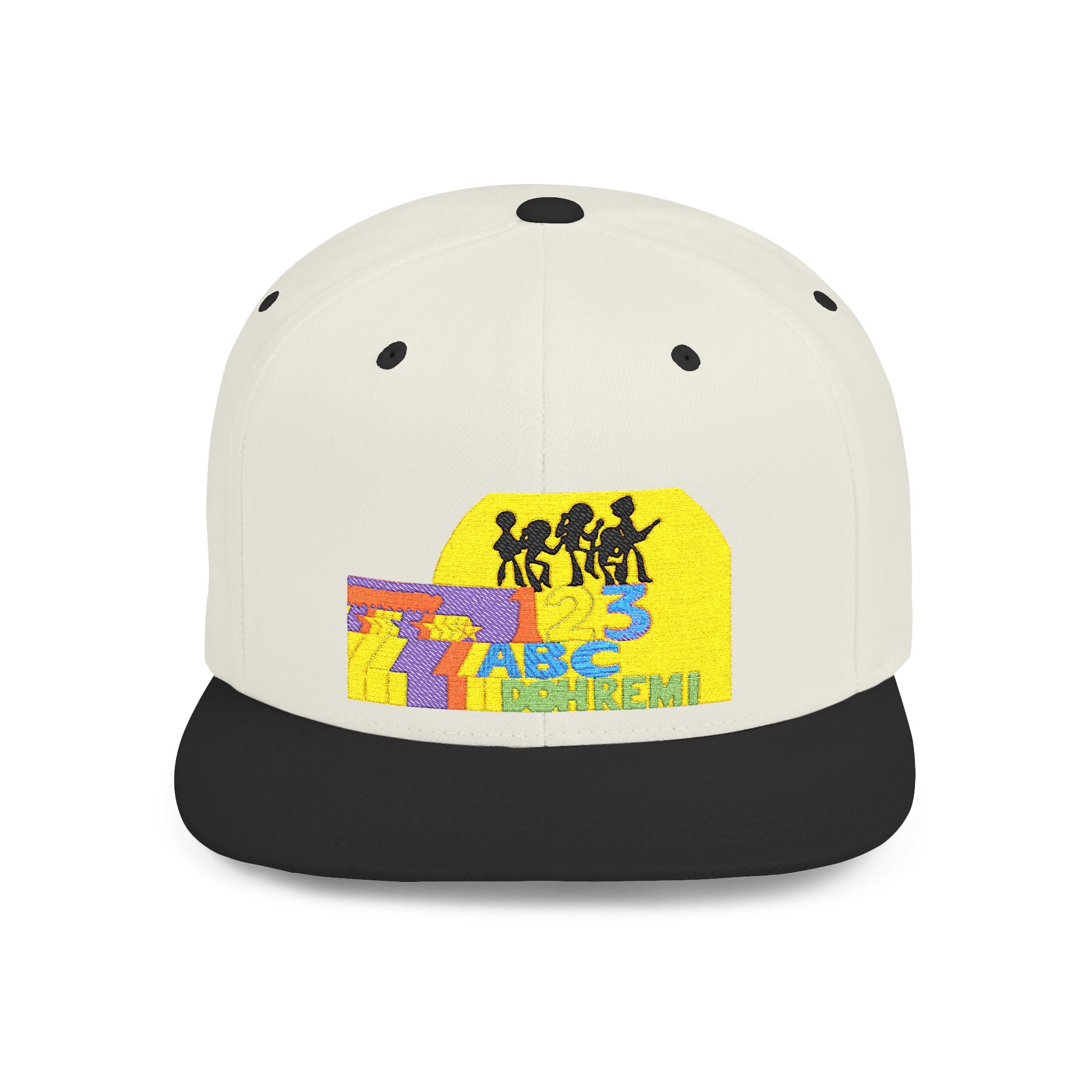 Flat Bill Snapback Hat — Retro Dance Crew Graphic Cap