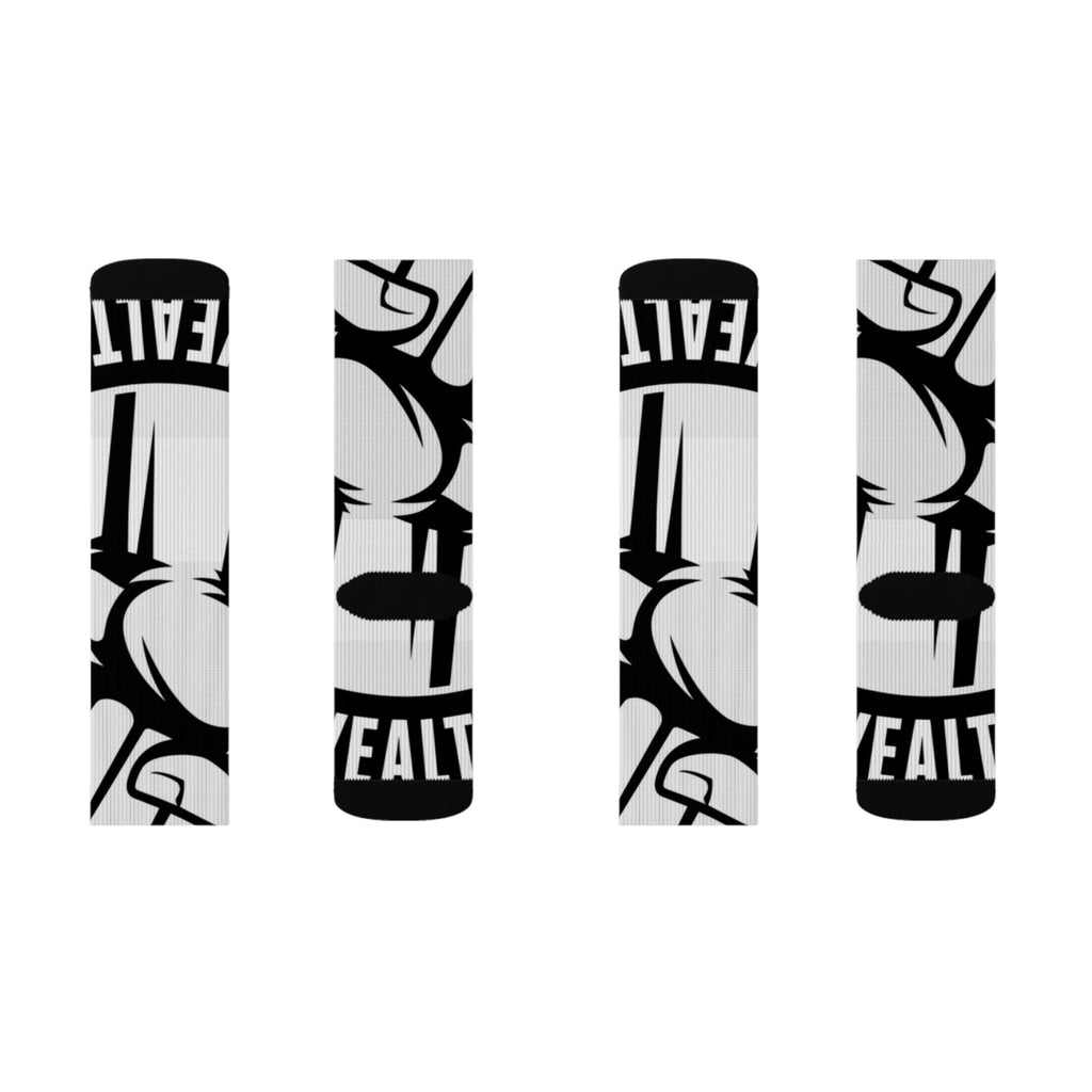 Black & White Fist Logo Sublimation Socks — Bold Streetwear Crew Socks