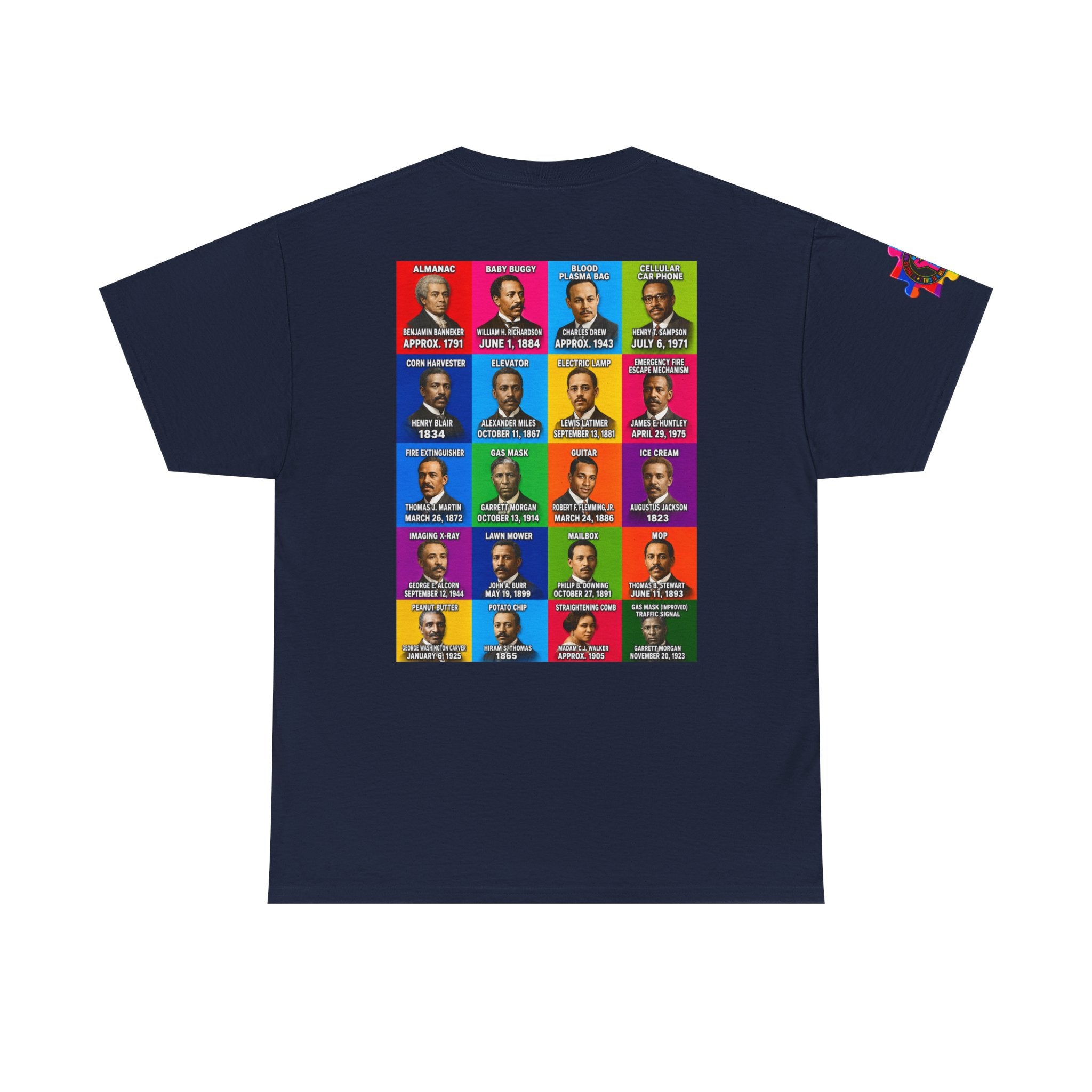 Black inventors Grid T‑Shirt — Colorful Historical Portraits Tee