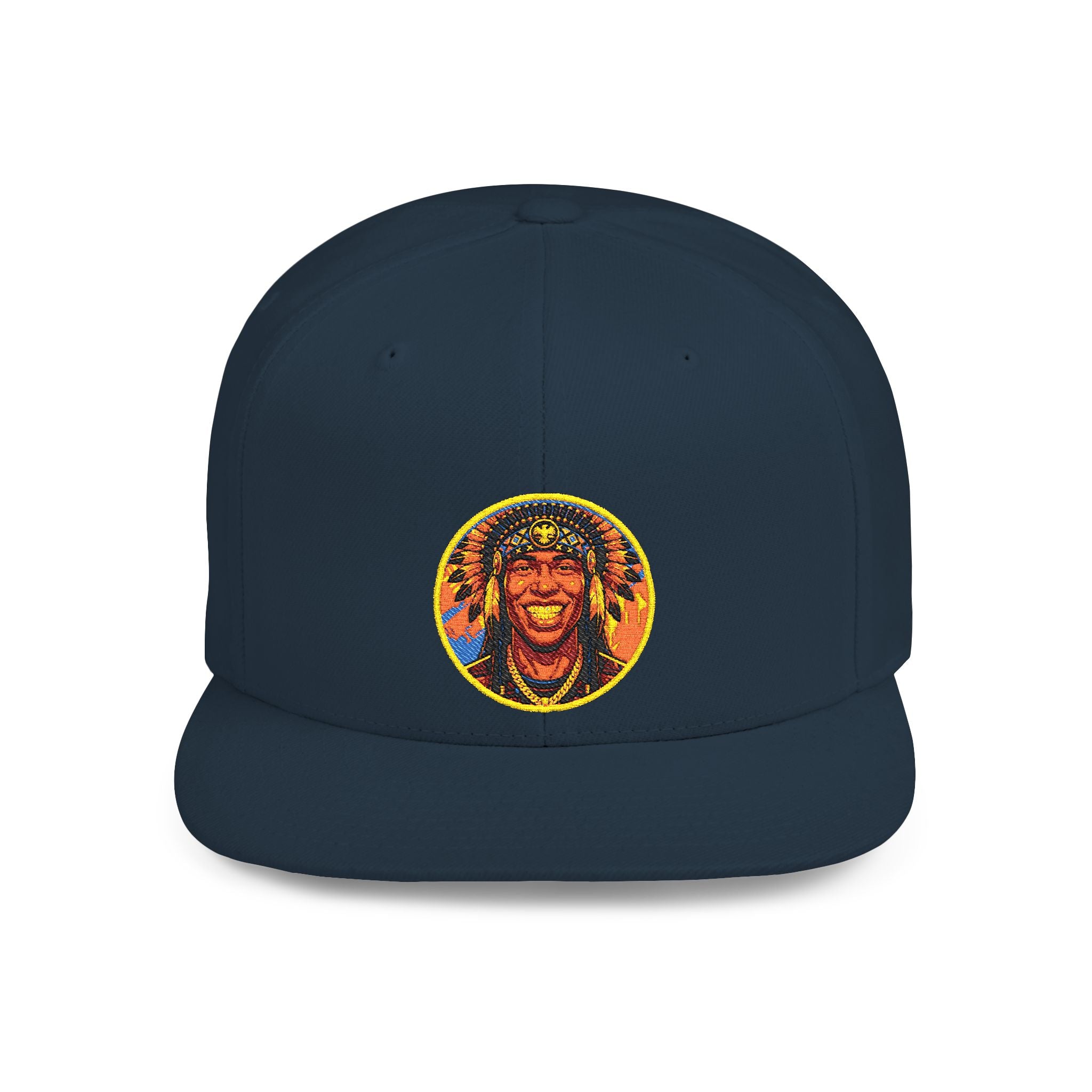 Snapback Hat — Vibrant Tribal Lion Patch Flat Bill Cap
