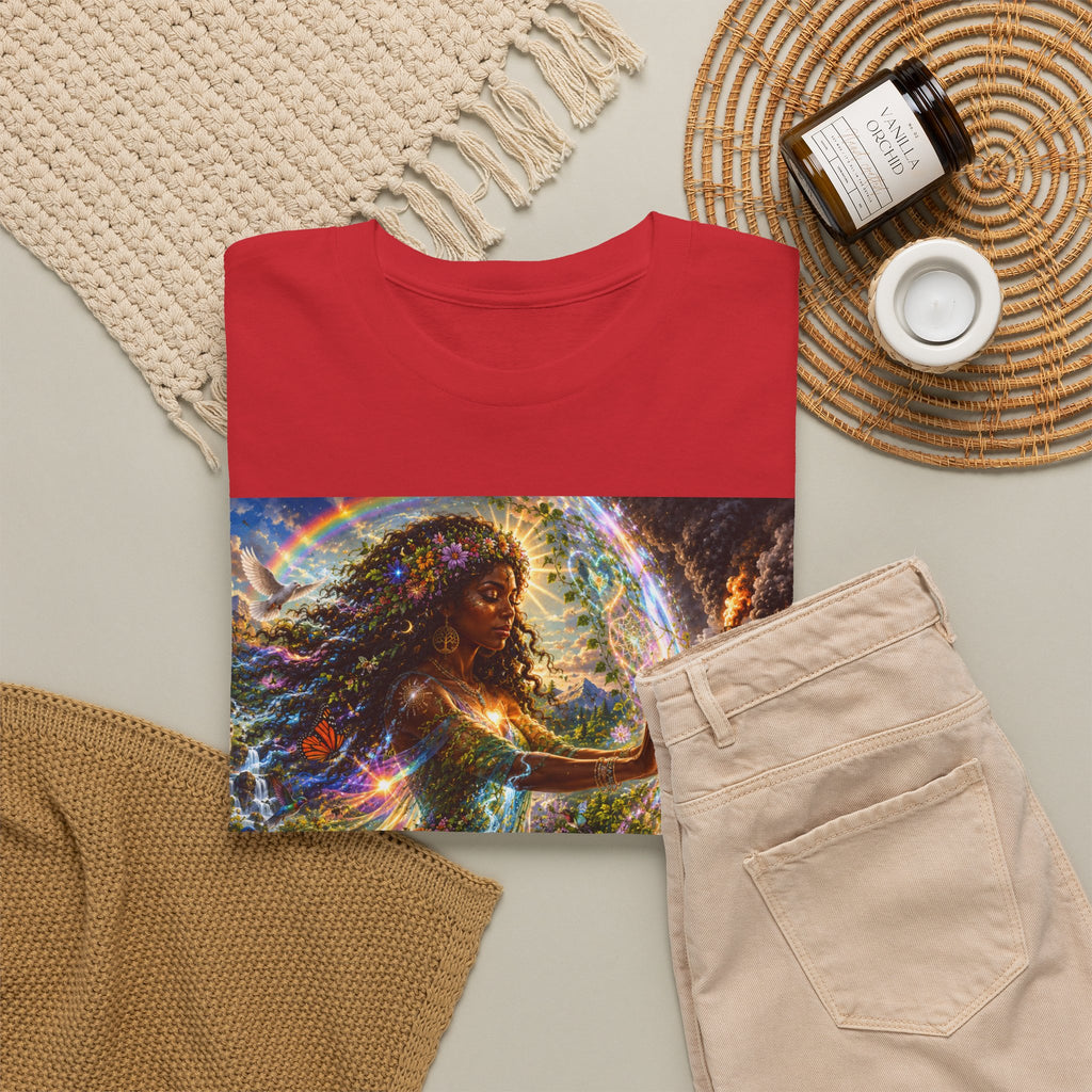 Cosmic Guardian Tee — Earth Mother Spiritual Graphic T-Shirt