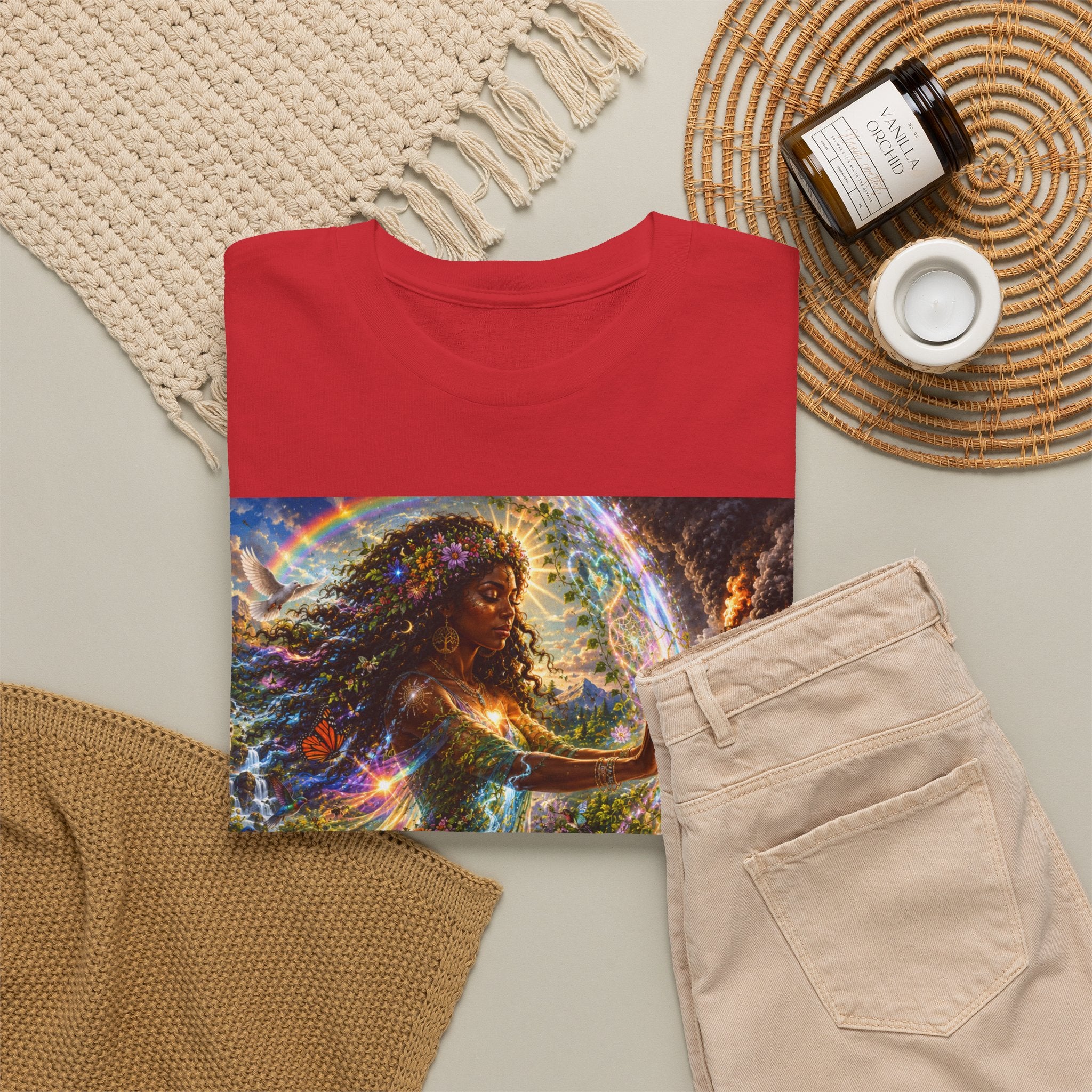 Cosmic Guardian Tee — Earth Mother Spiritual Graphic T-Shirt