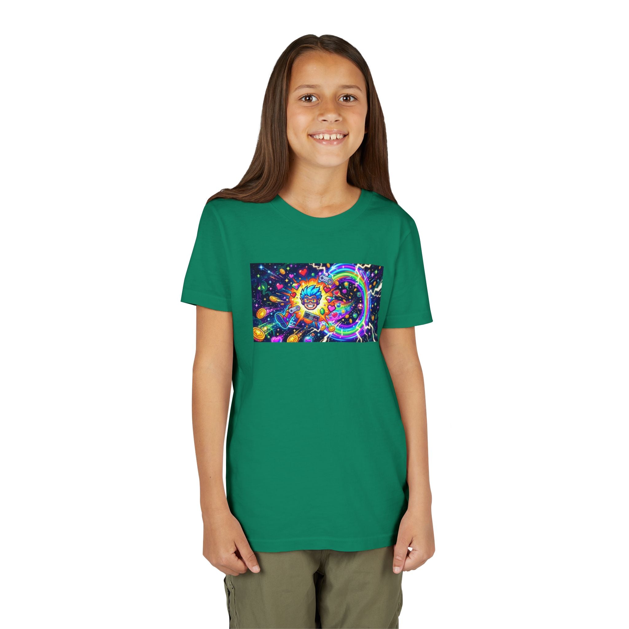 Kids Gaming Tee — Neon Rainbow Portal Gamer Shirt