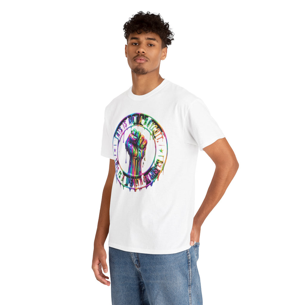 Protest Fist Graphic Tee — "Love Is Love" Rainbow Drip Pride Shirt