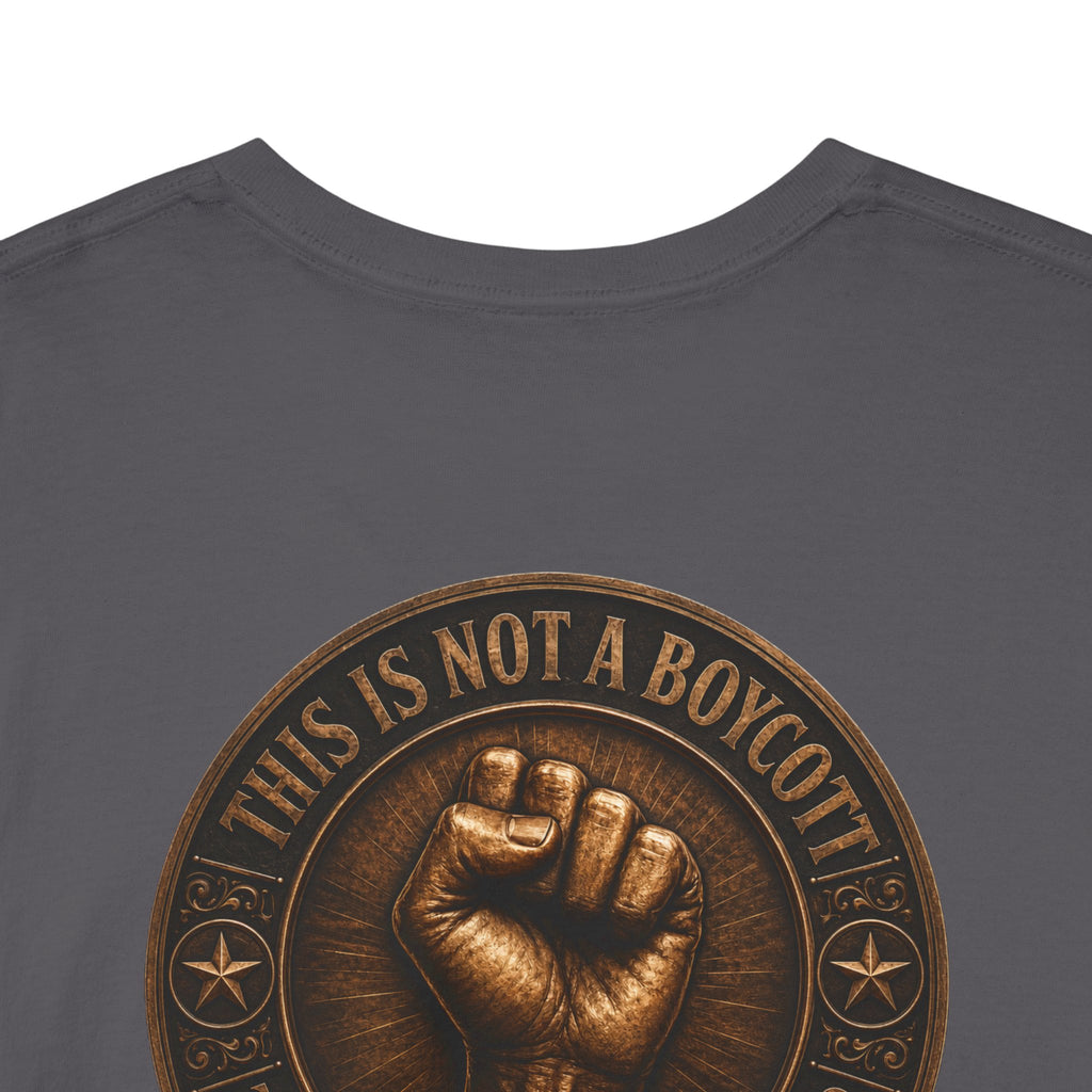 Graphic Tee — 'This Is Not A Boycott' Fist Emblem with Vintage Group Portrait