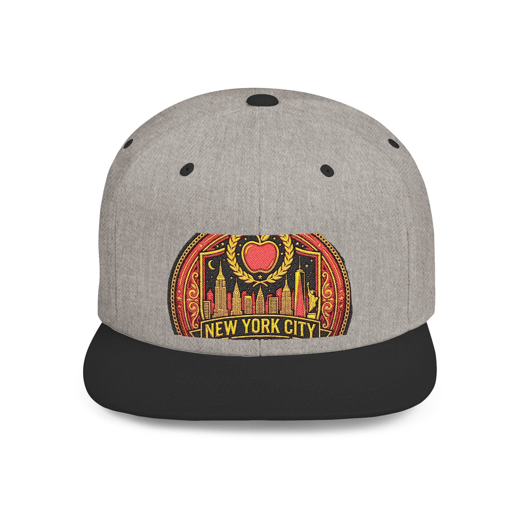 New York City Flat Bill Snapback Hat – Retro Skyline Patch Cap