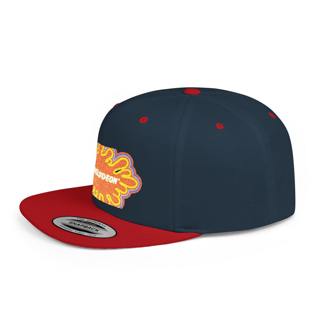 Nickelodeon Slime Logo Flat Bill Snapback Hat — Retro 90s Cartoon Cap