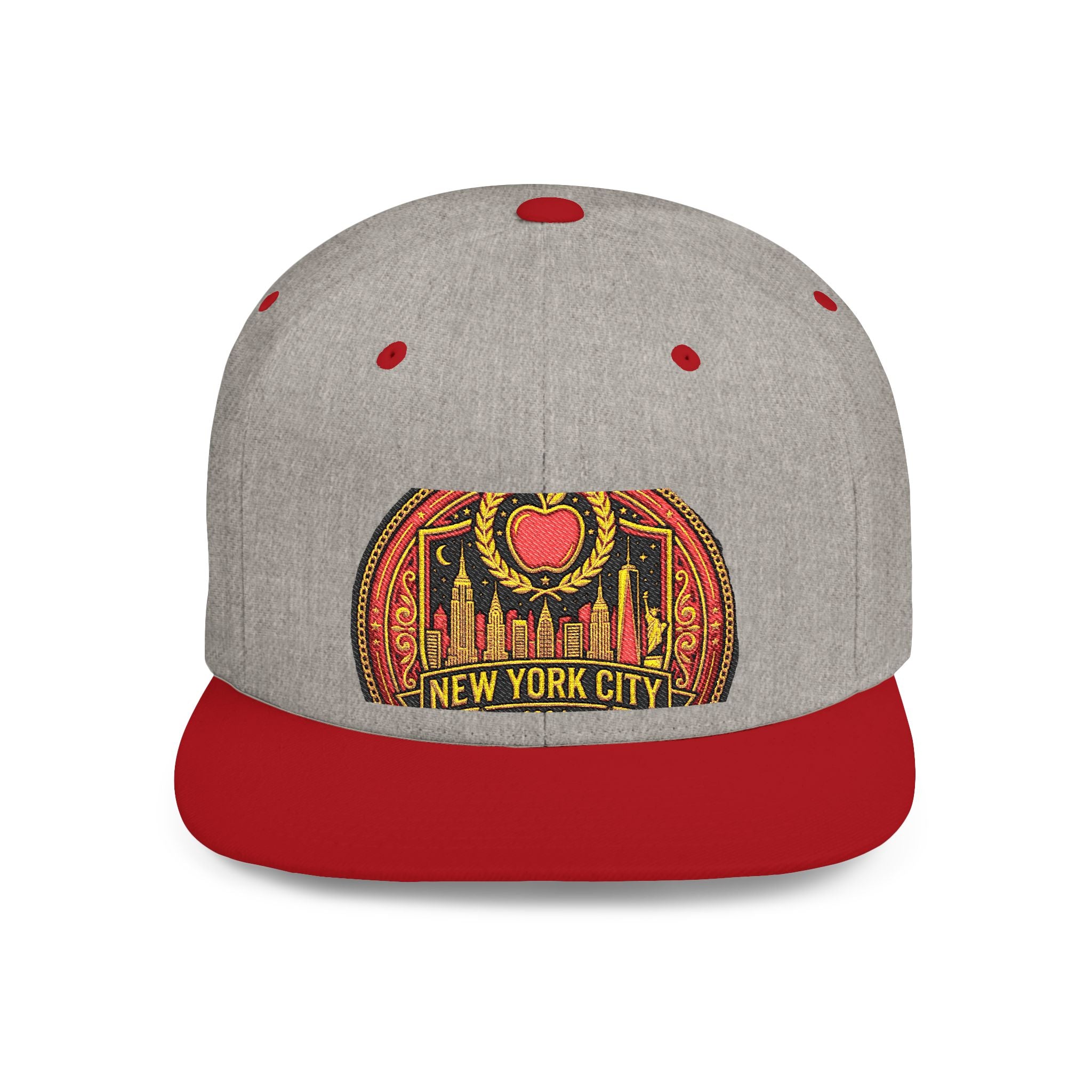 New York City Flat Bill Snapback Hat – Retro Skyline Patch Cap