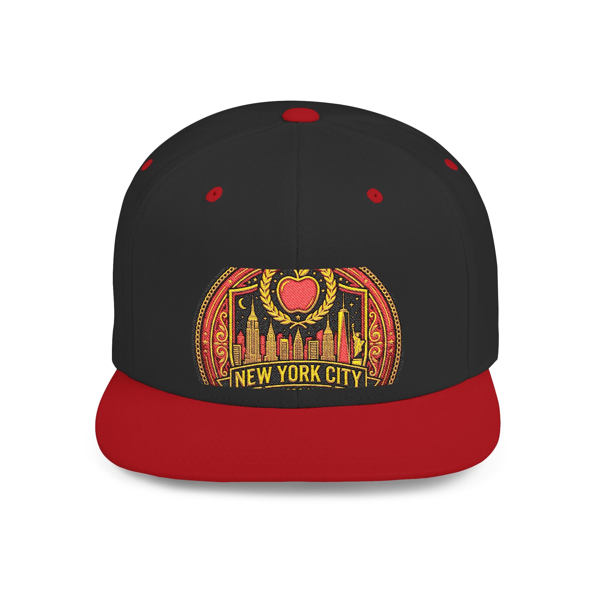 New York City Flat Bill Snapback Hat – Retro Skyline Patch Cap