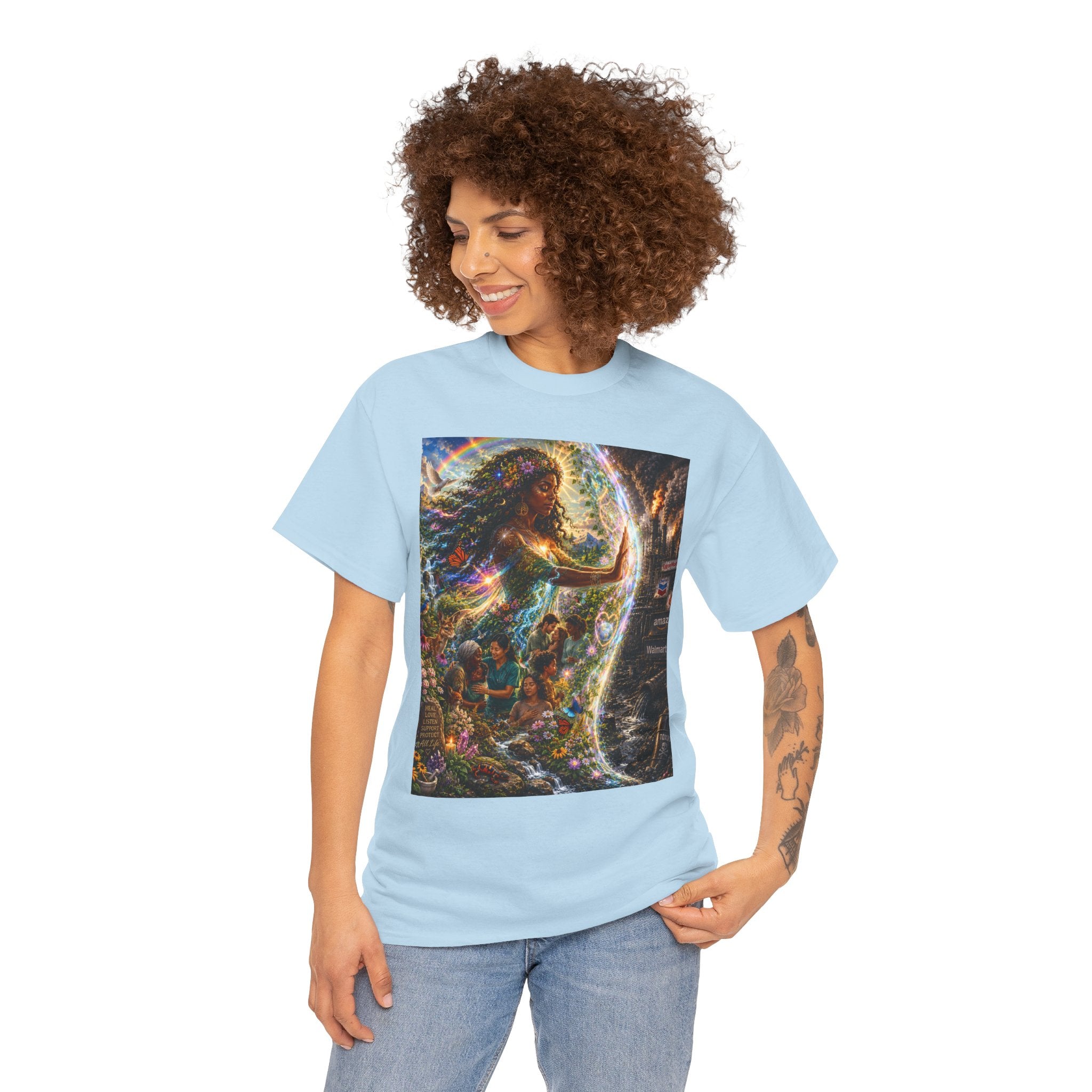 Cosmic Guardian Tee — Earth Mother Spiritual Graphic T-Shirt