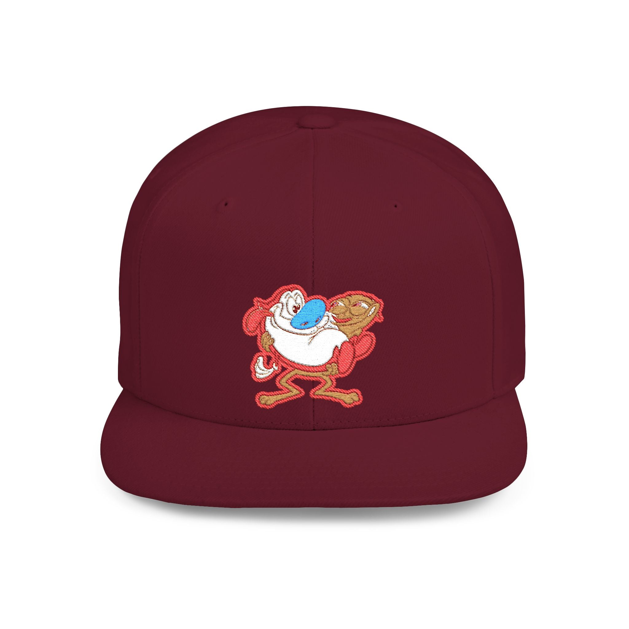 Retro Cartoon Egg Character Flat Bill Snapback Hat
