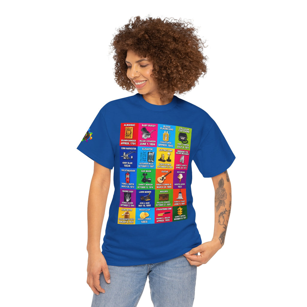 Black inventors Grid T‑Shirt — Colorful Historical Portraits Tee