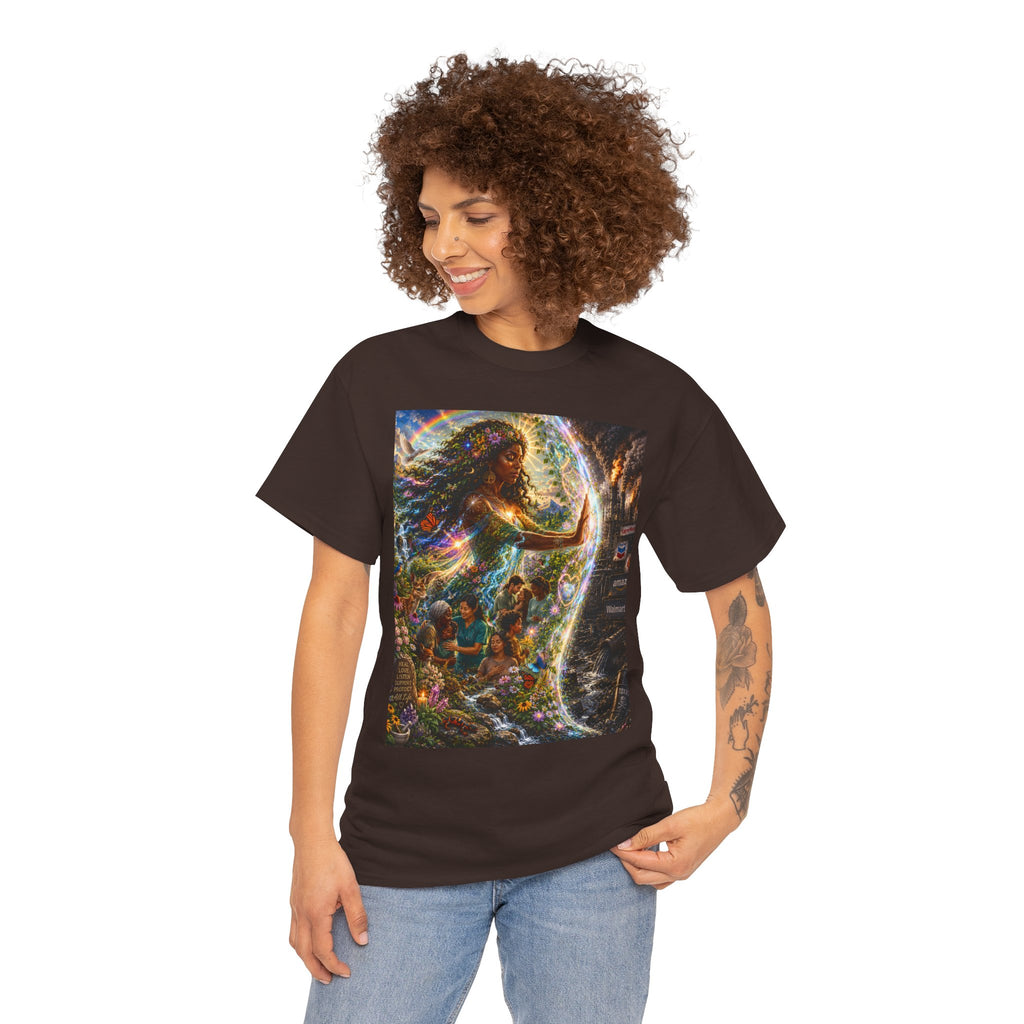 Cosmic Guardian Tee — Earth Mother Spiritual Graphic T-Shirt