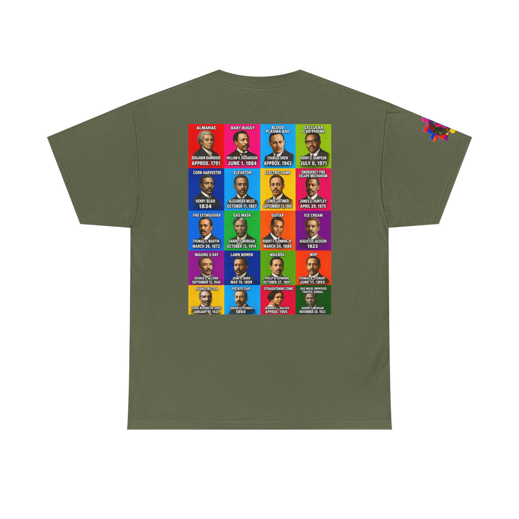 Black inventors Grid T‑Shirt — Colorful Historical Portraits Tee