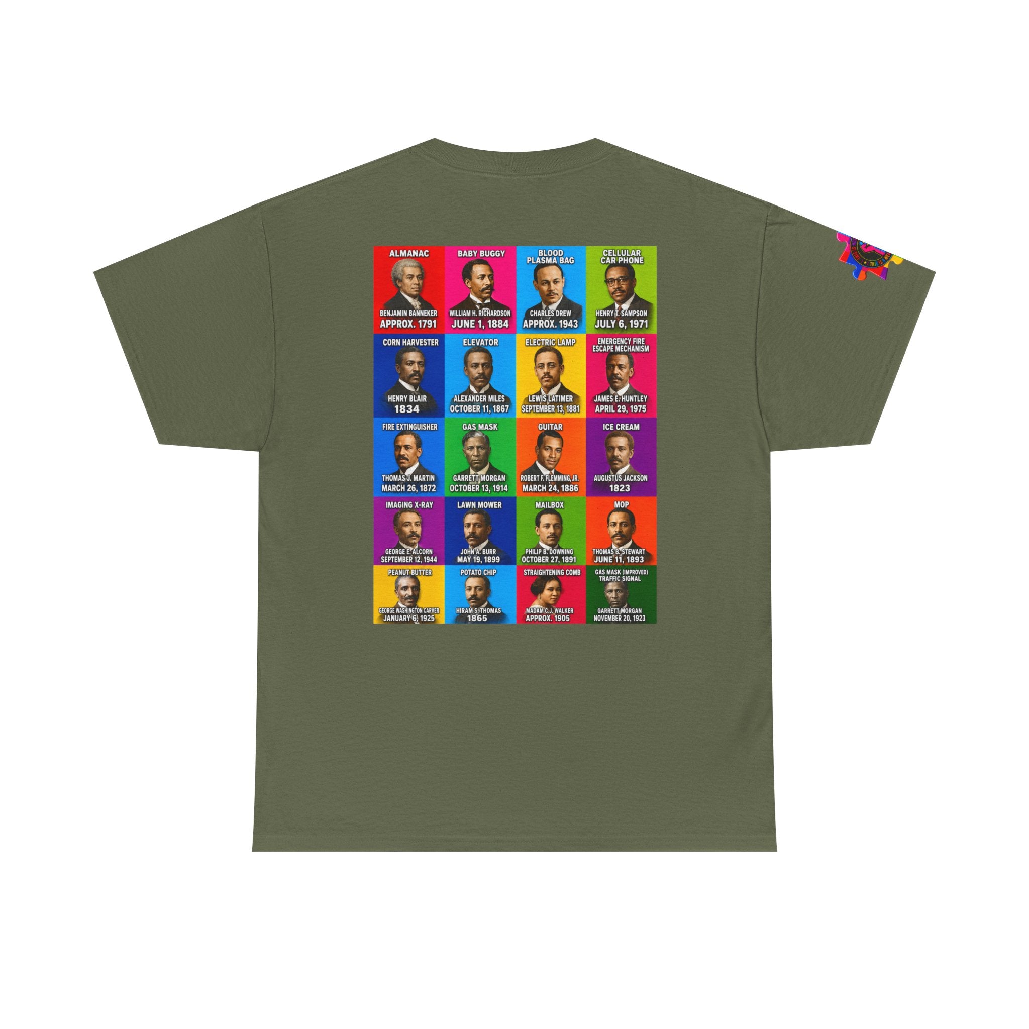 Black inventors Grid T‑Shirt — Colorful Historical Portraits Tee