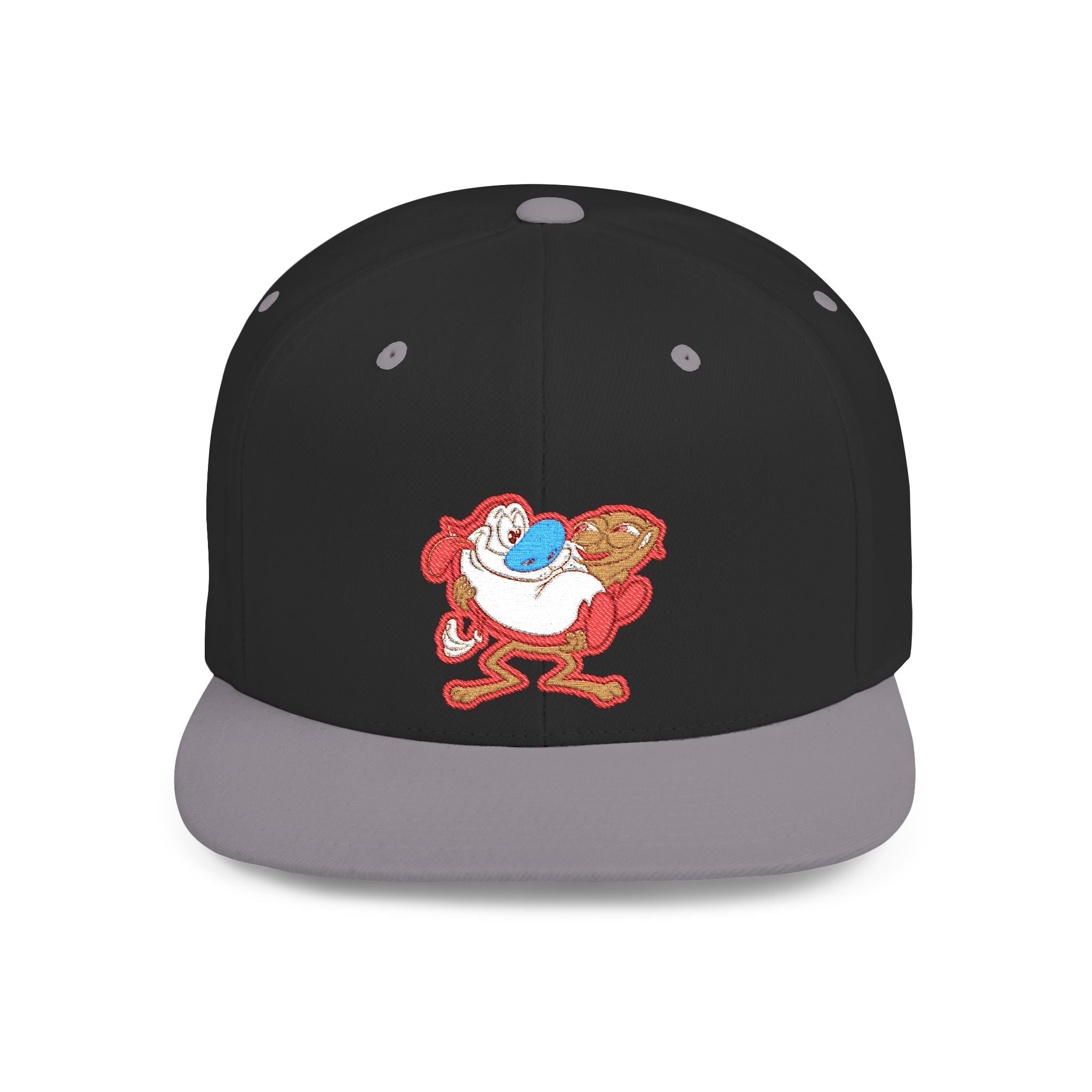 Retro Cartoon Egg Character Flat Bill Snapback Hat