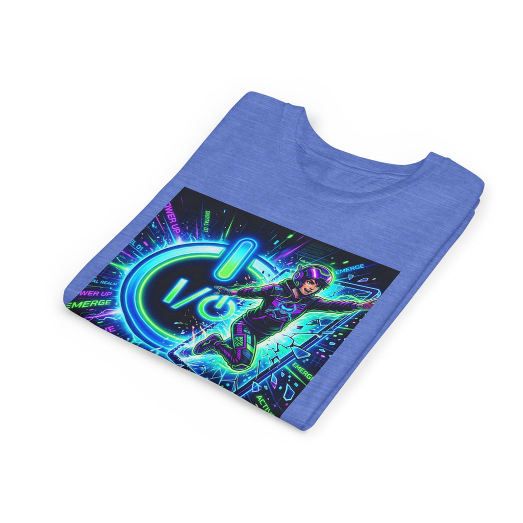 Neon Power Button Tee — Gamer Screen Escape Youth T-Shirt