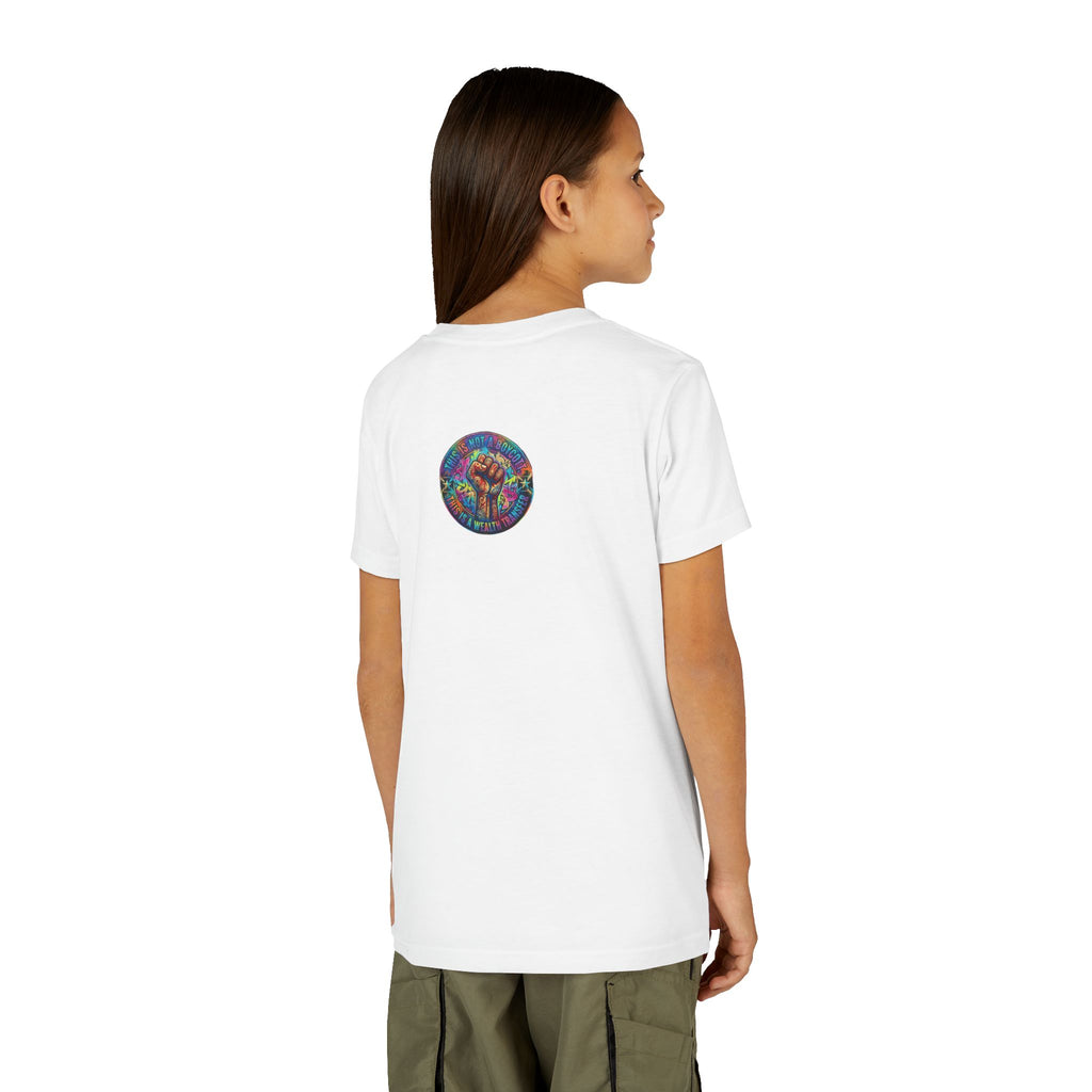 Funny Character Crew Youth Tee — Colorful Crazy Faces Graphic