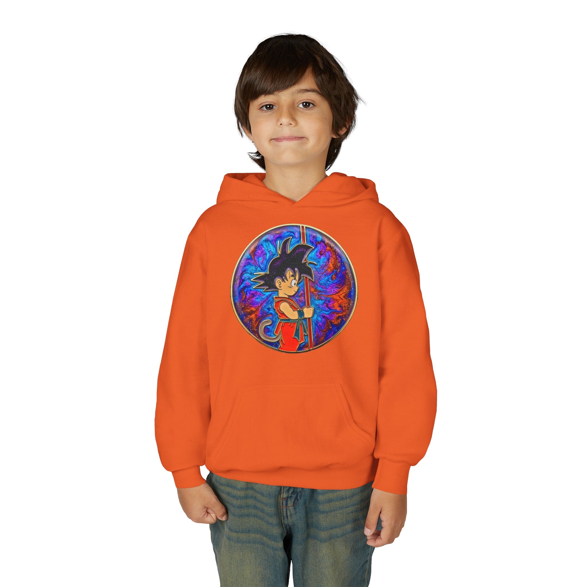 Dragon Boy Hoodie — Goku Cartoon Emblem Youth Hooded Sweatshirt
