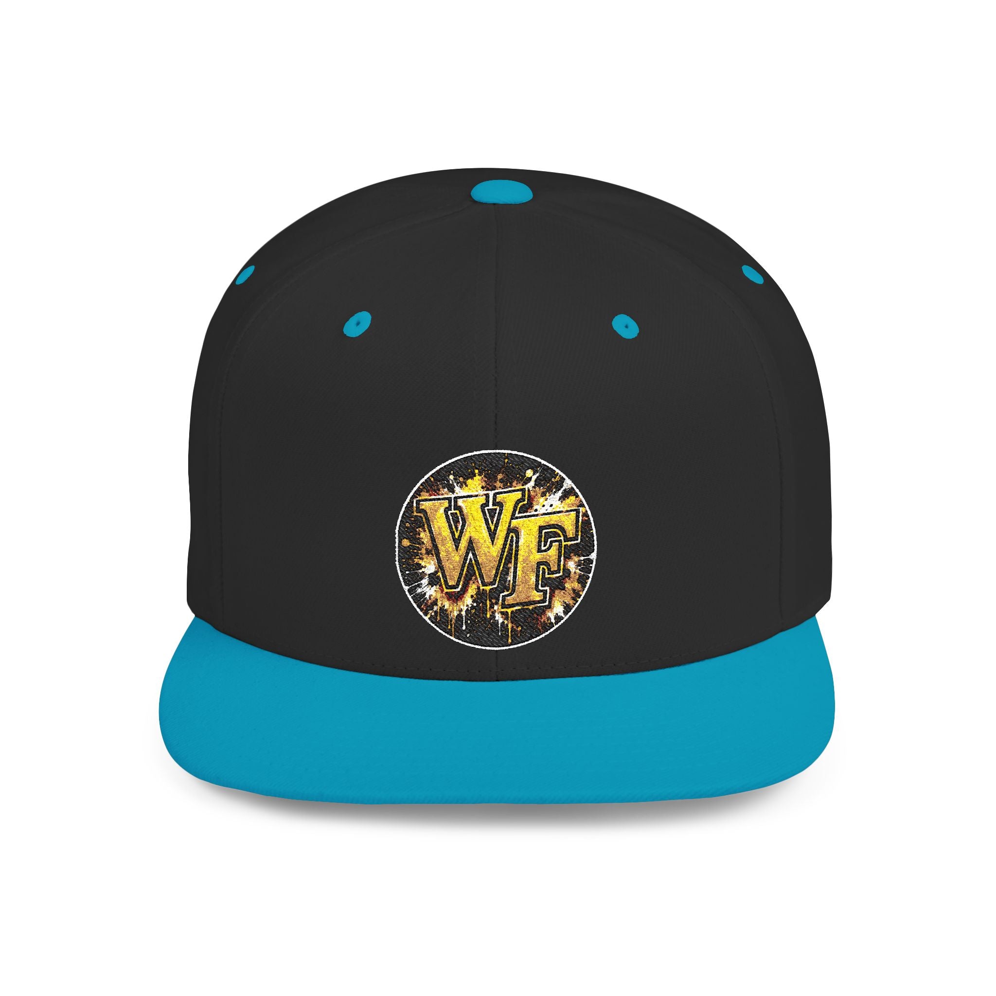 Snapback Hat — WF Gold Leopard Logo Flat Bill Cap