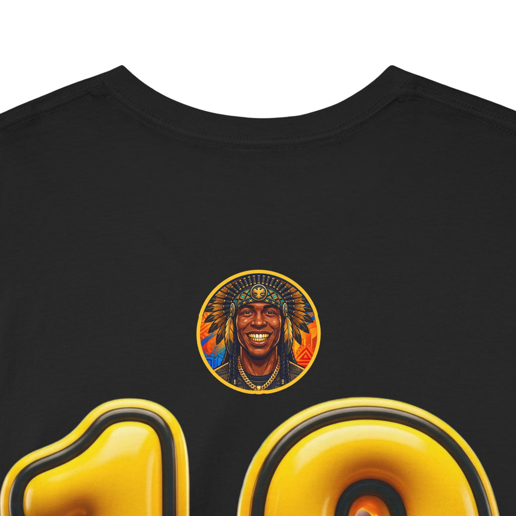 Melanated 19 Graphic Tee — Retro Script Logo & Gold Number Baseball Shirt