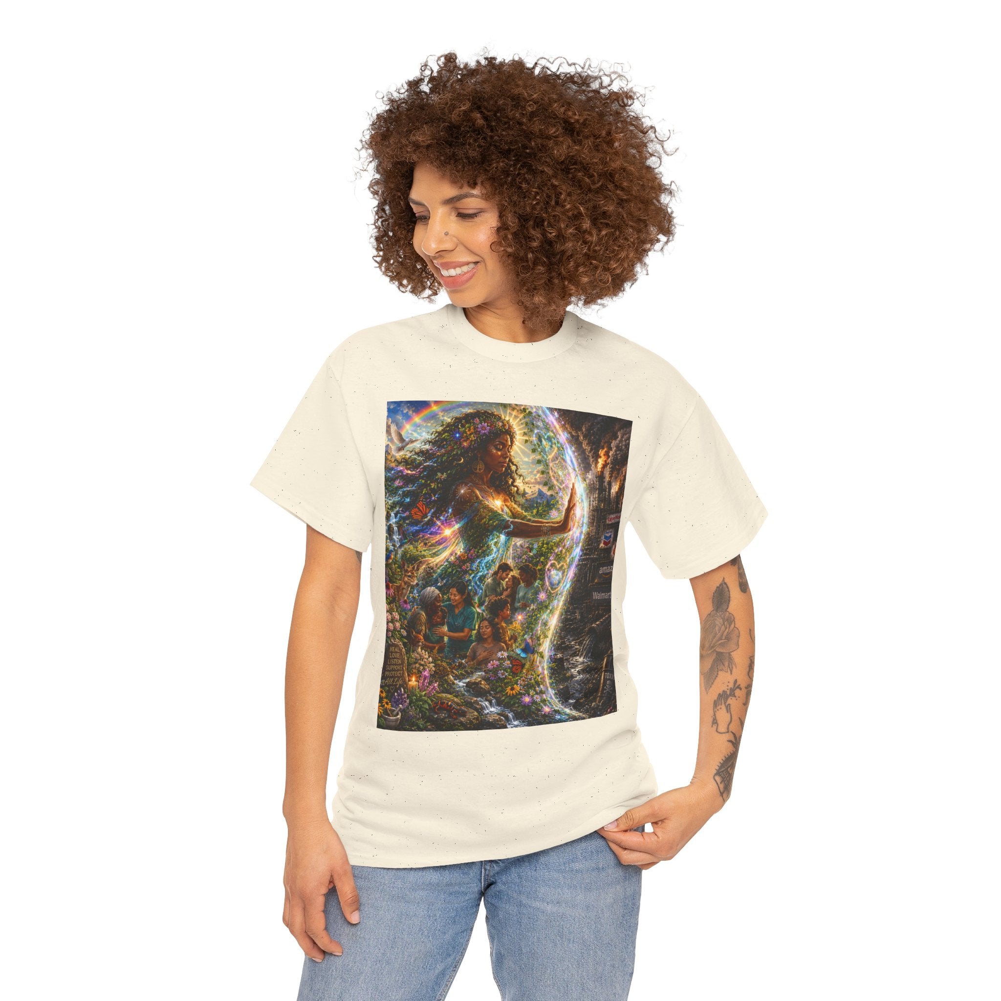 Cosmic Guardian Tee — Earth Mother Spiritual Graphic T-Shirt