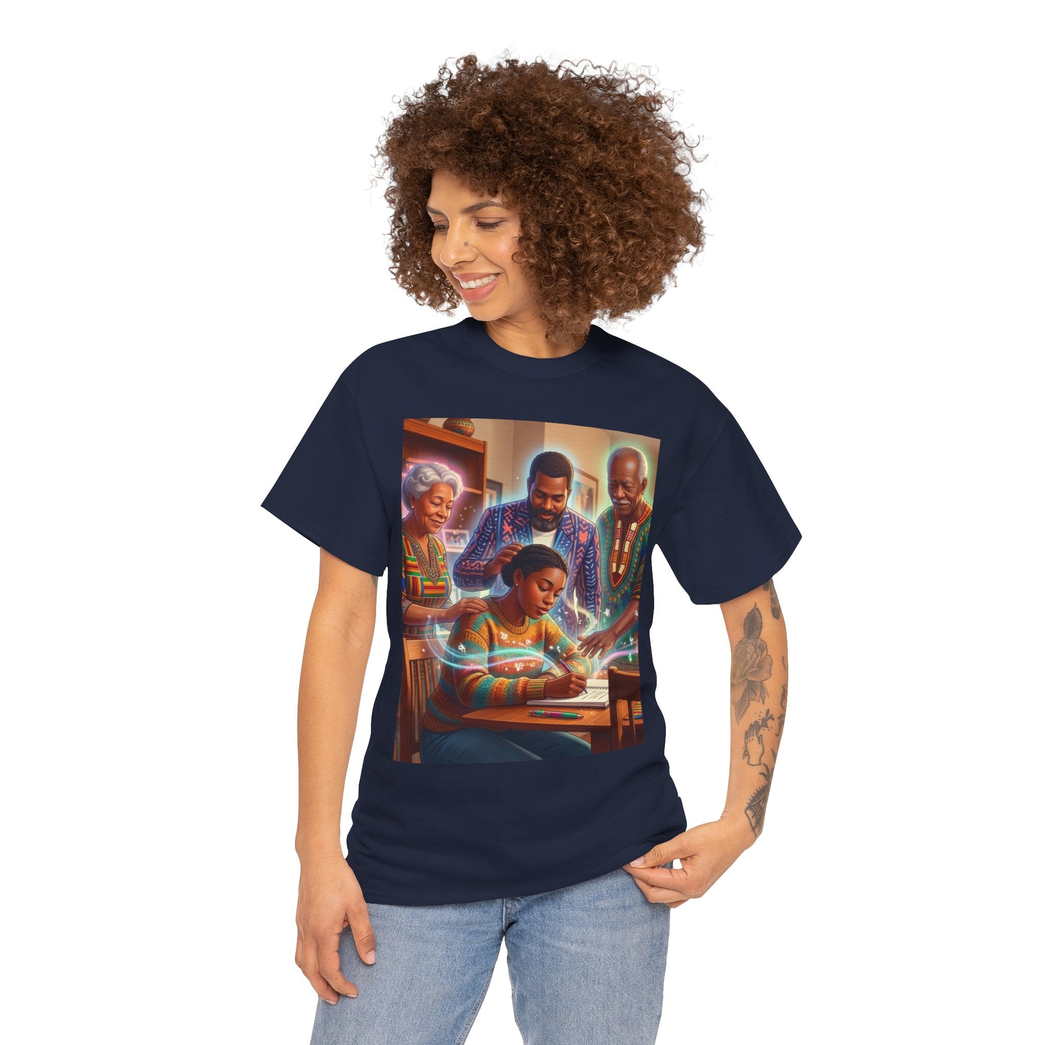 Black Family Study Night T-Shirt — Inspirational Afrofuturist Classroom Artwork