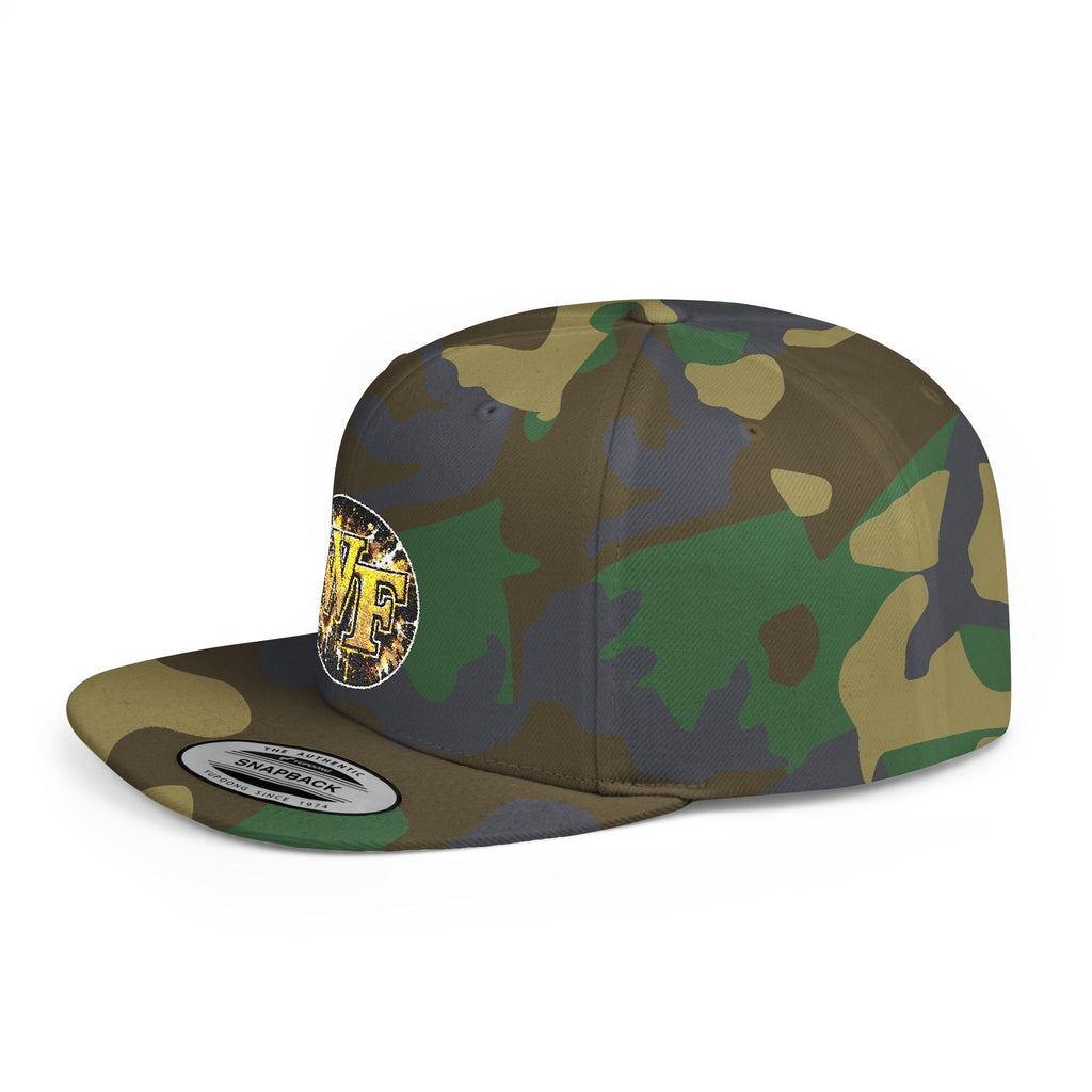 Snapback Hat — WF Gold Leopard Logo Flat Bill Cap