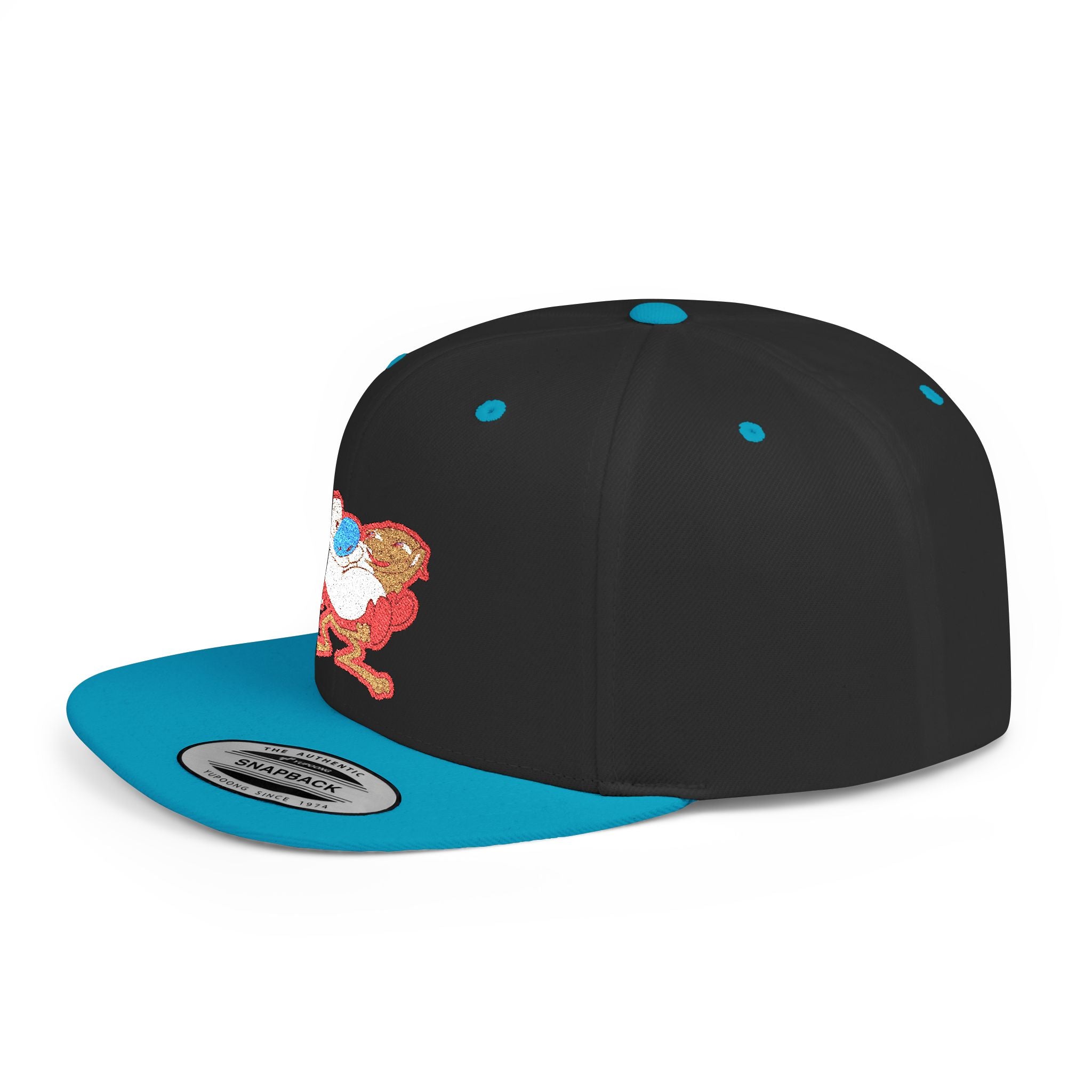 Retro Cartoon Egg Character Flat Bill Snapback Hat