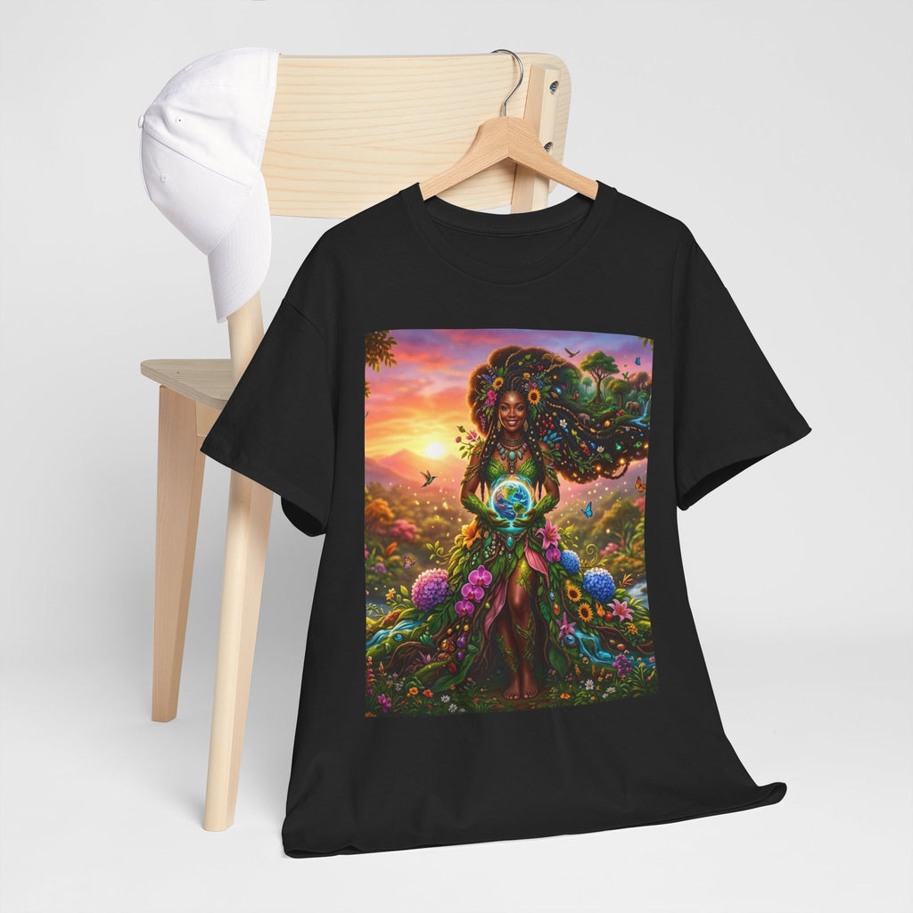 Earth Goddess T-Shirt — Vibrant Floral Nature Mother Graphic Tee