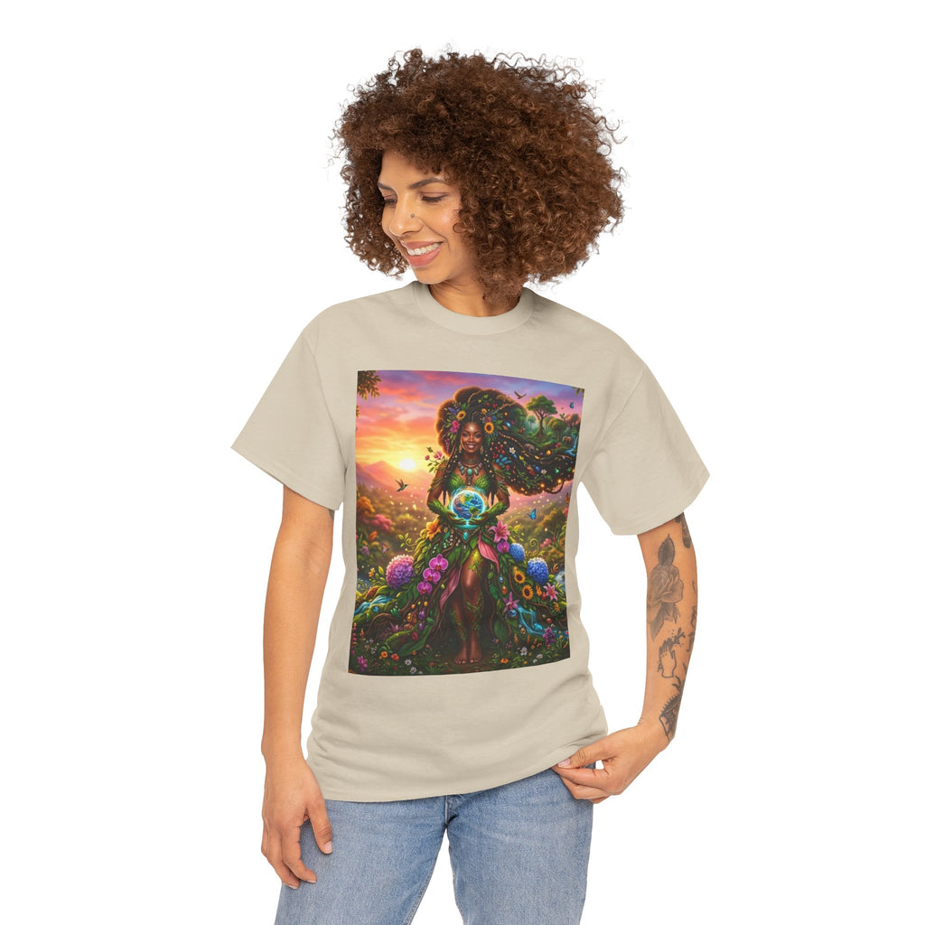 Earth Goddess T-Shirt — Vibrant Floral Nature Mother Graphic Tee