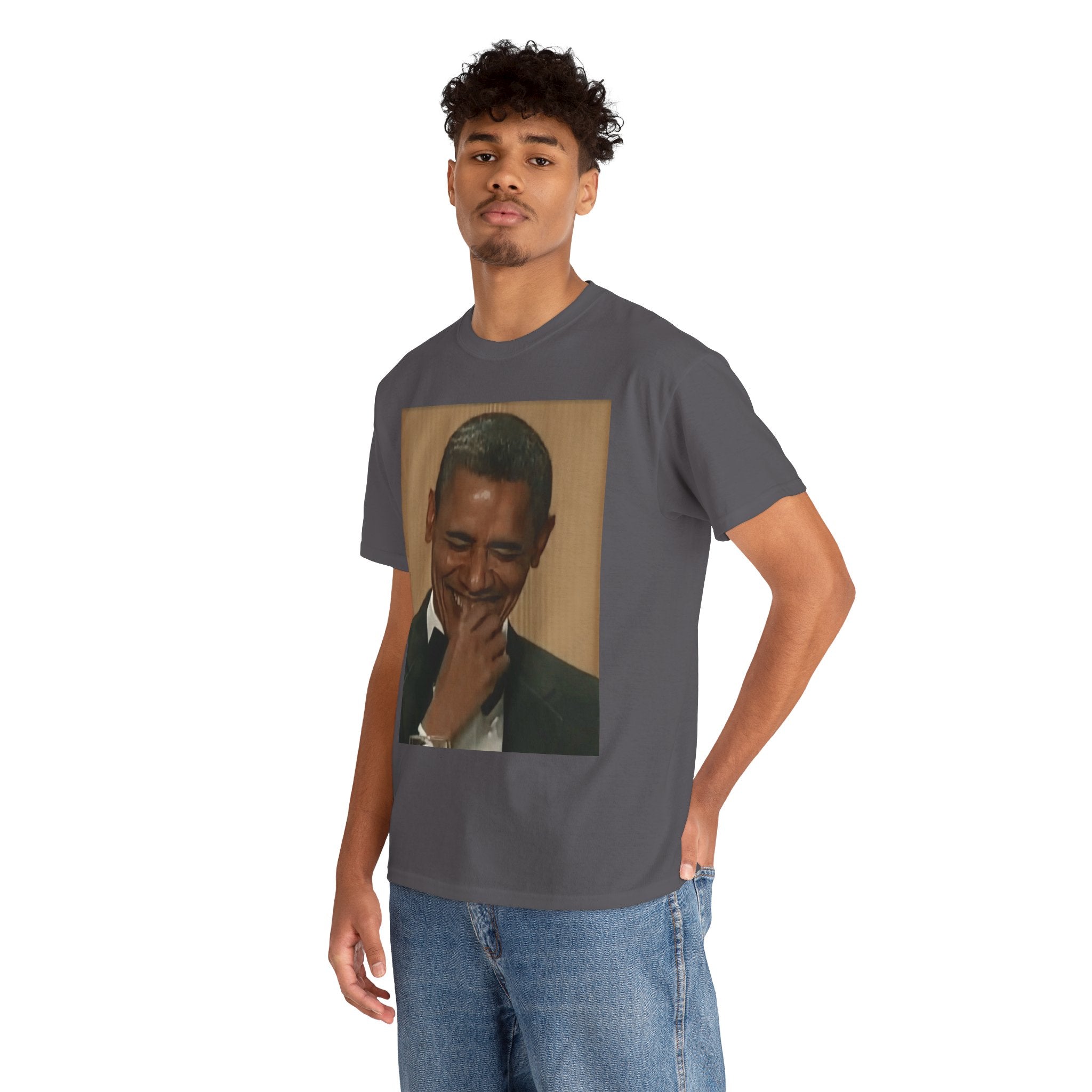 Laughing President Photo Tee — Vintage Smile Graphic T-Shirt