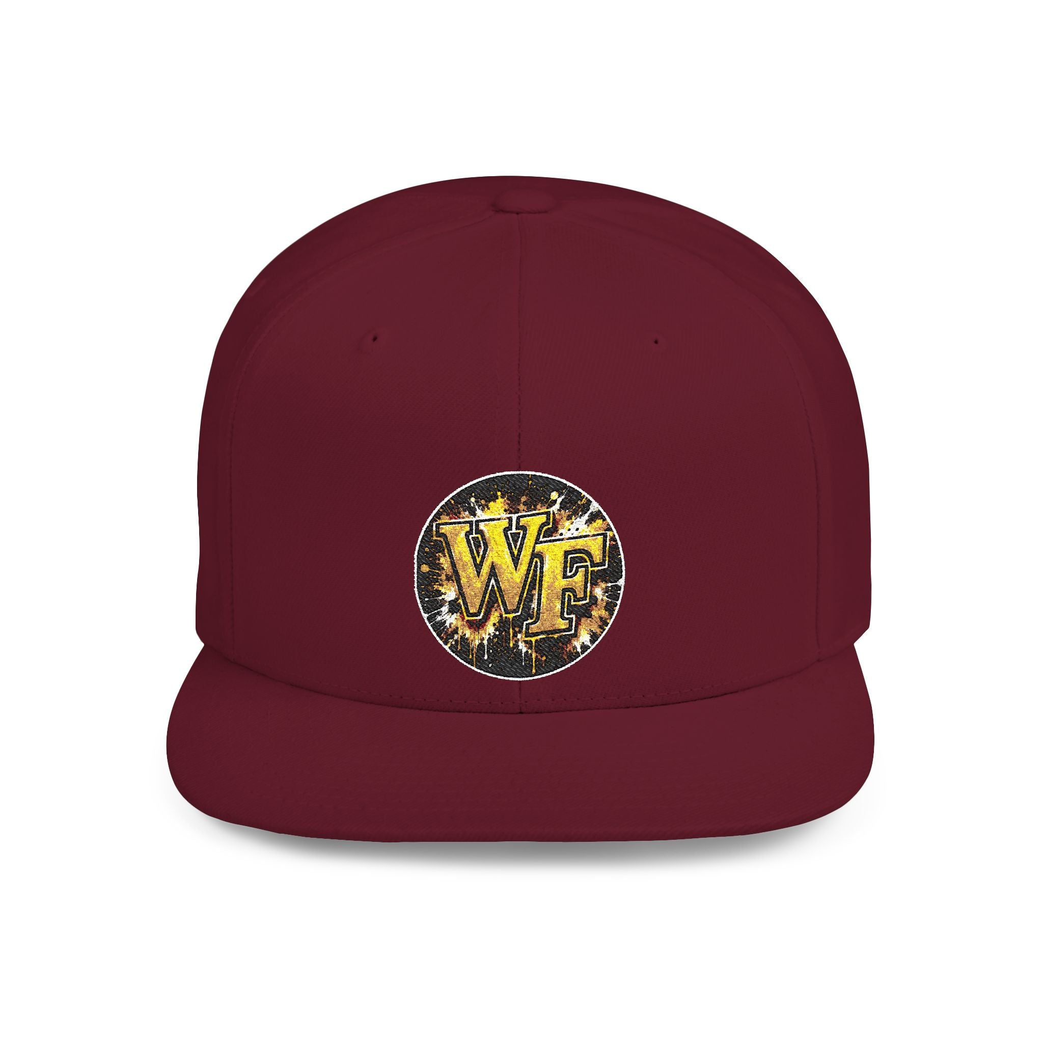 Snapback Hat — WF Gold Leopard Logo Flat Bill Cap