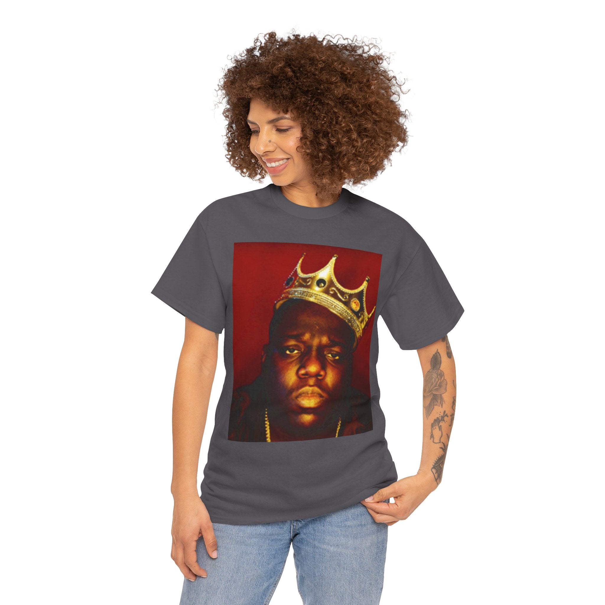 Vintage Crown Portrait Tee — Retro Hip-Hop Photo Graphic T-Shirt