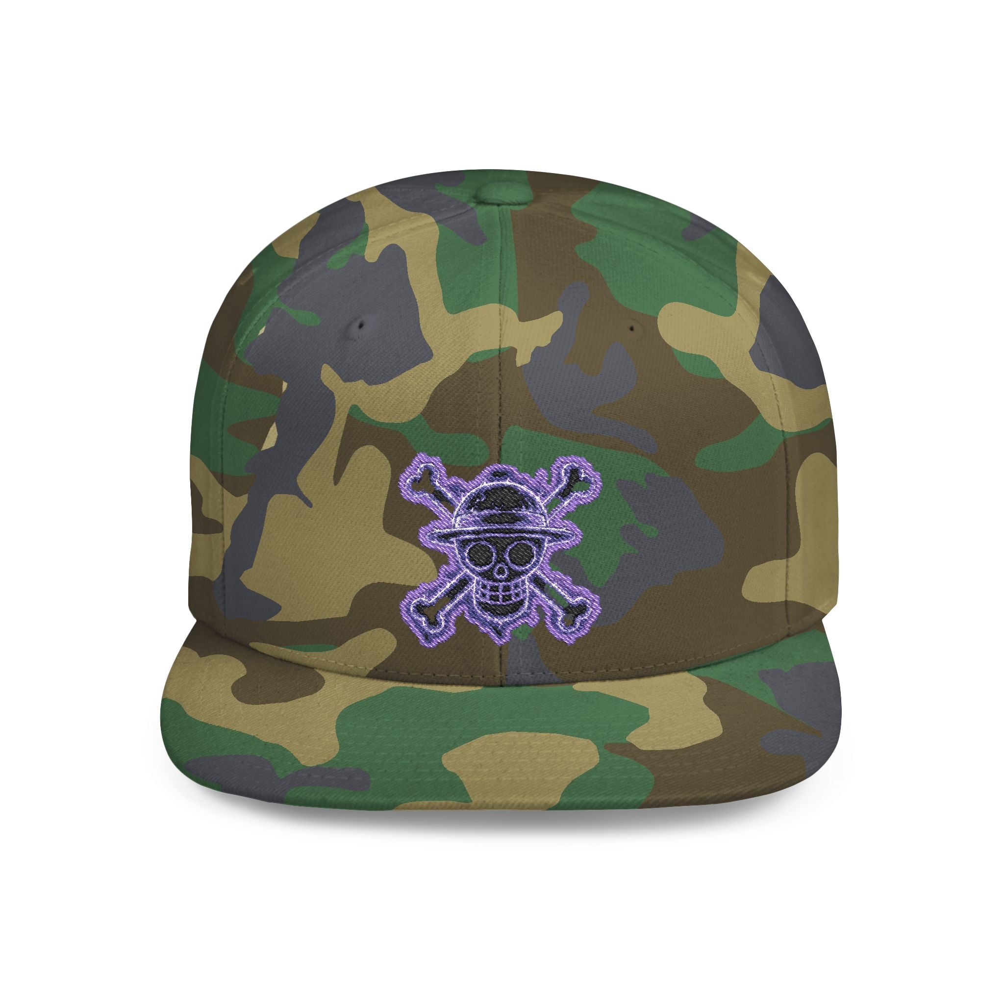Purple Glitter Skull Snapback Hat - Flat Bill Adjustable Cap
