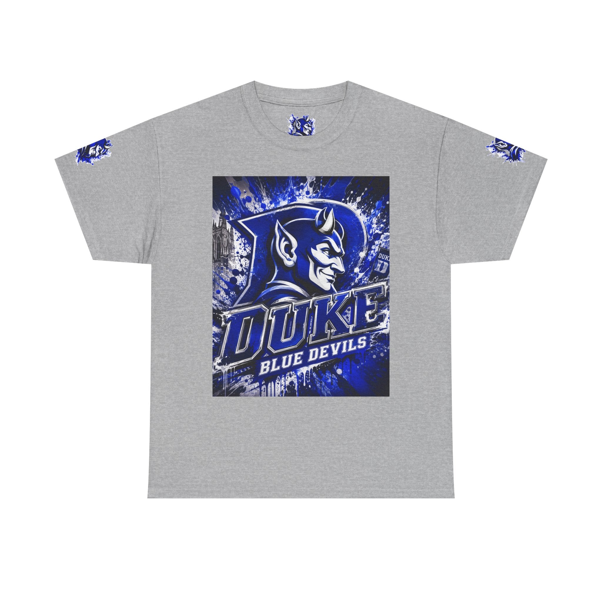 Duke Blue Devils Graphic Tee — Splatter Devil Logo T‑Shirt