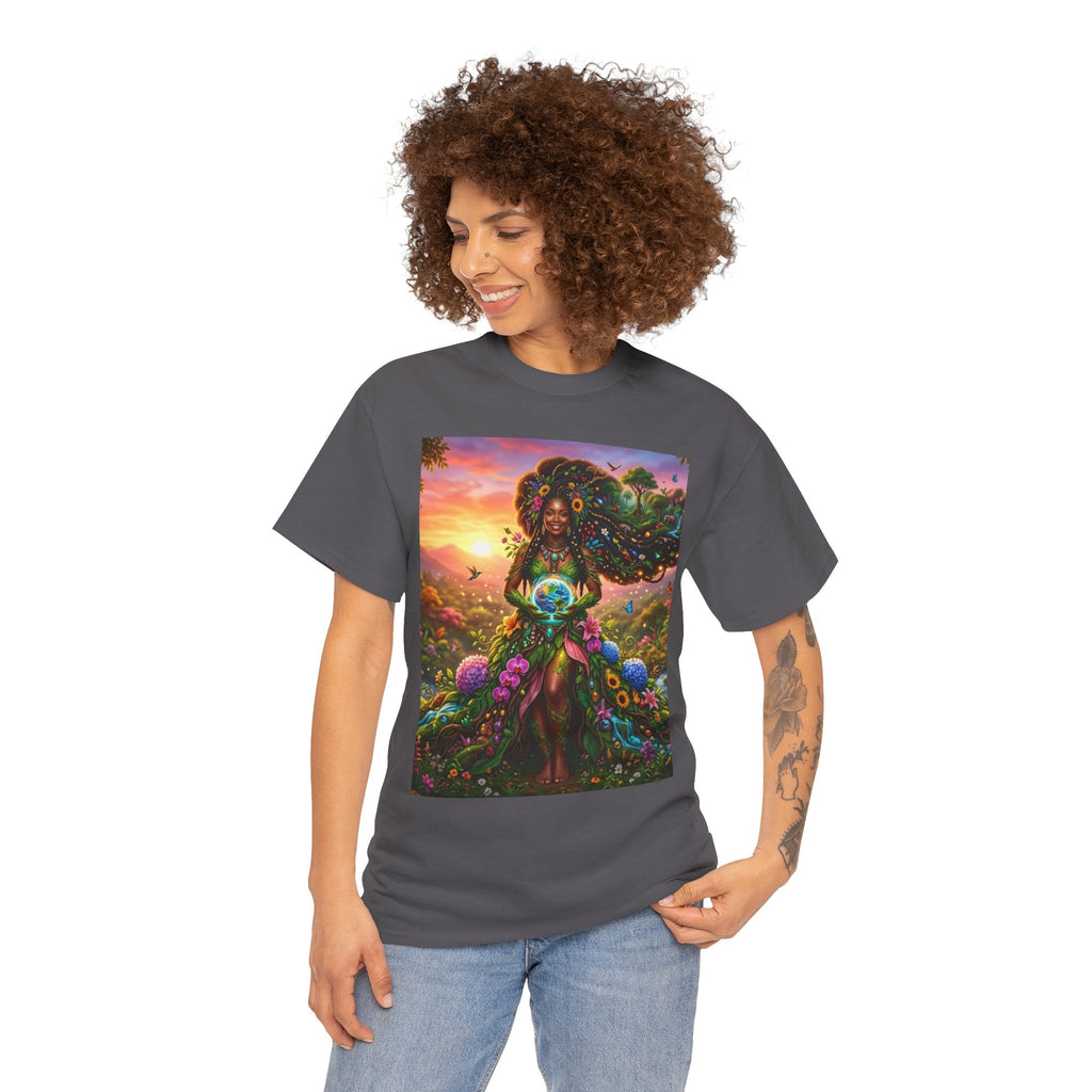Earth Goddess T-Shirt — Vibrant Floral Nature Mother Graphic Tee