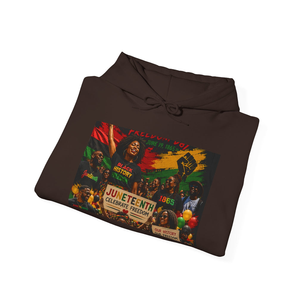 Juneteenth Celebration Hoodie — Juneteenth 1865 Freedom Retro Graphic Hooded Sweatshirt