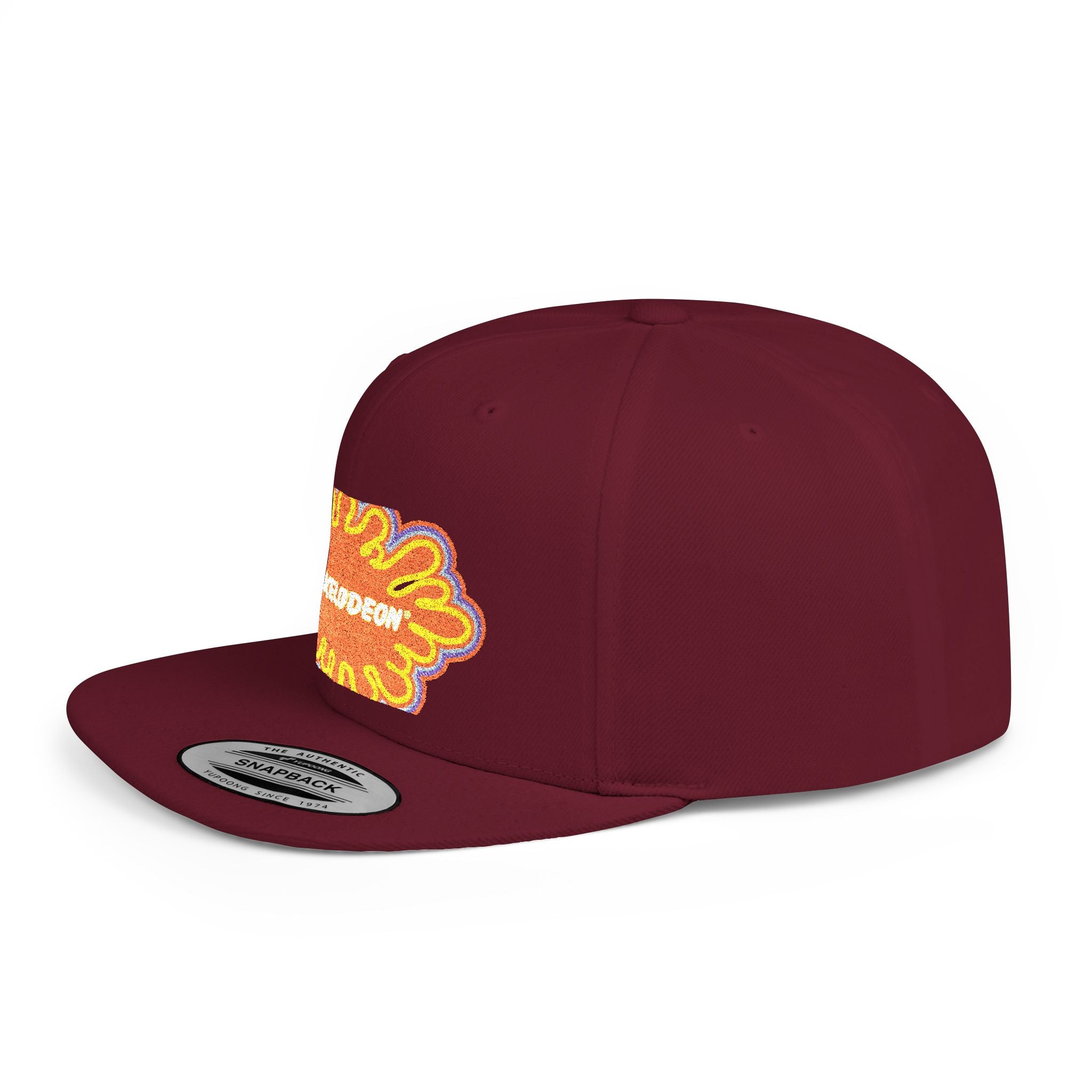 Nickelodeon Slime Logo Flat Bill Snapback Hat — Retro 90s Cartoon Cap