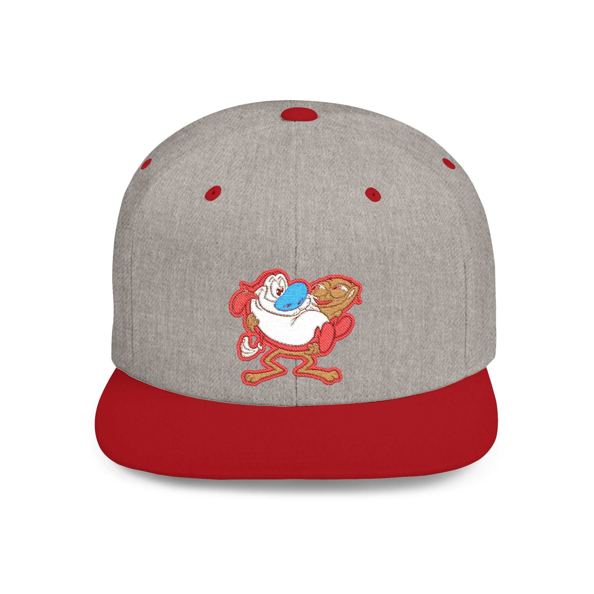 Retro Cartoon Egg Character Flat Bill Snapback Hat