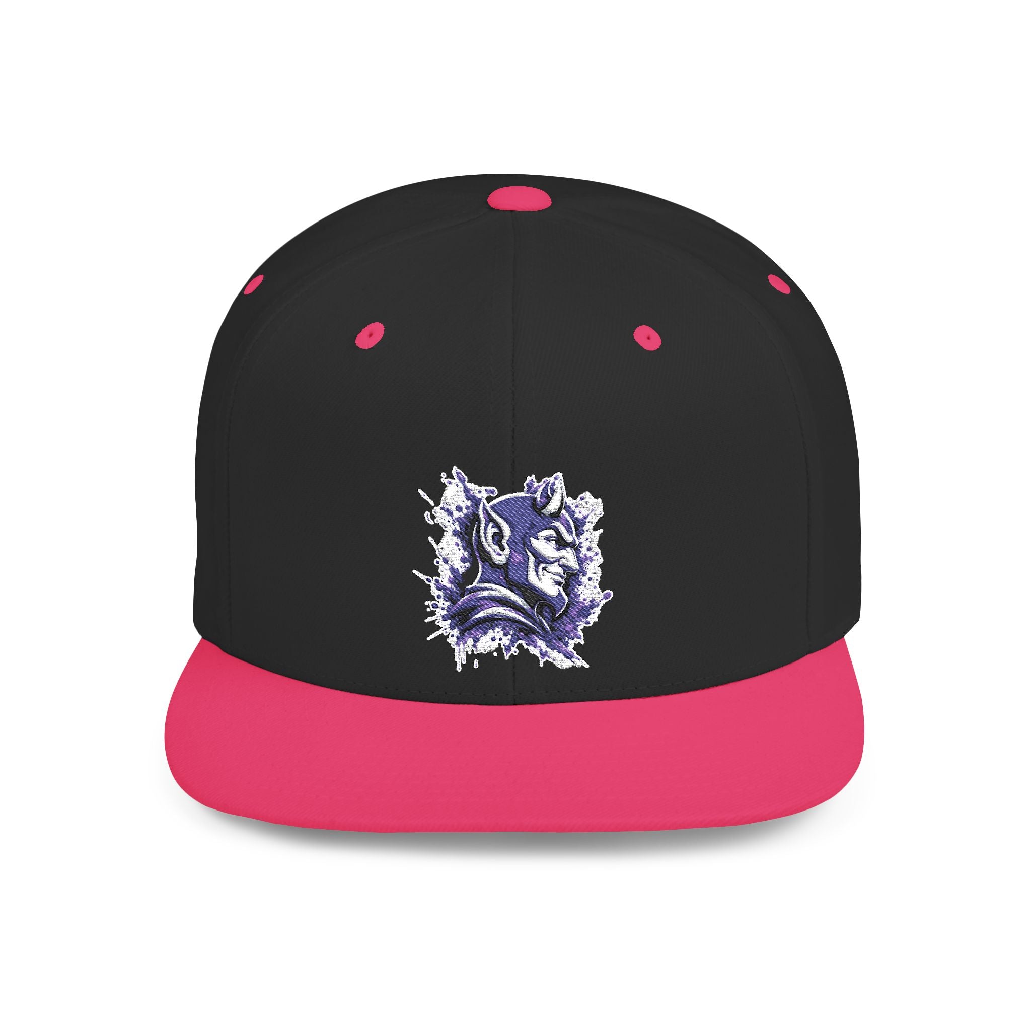 Snapback Hat — Abstract Purple Splash Crown Embroidered Flat Bill