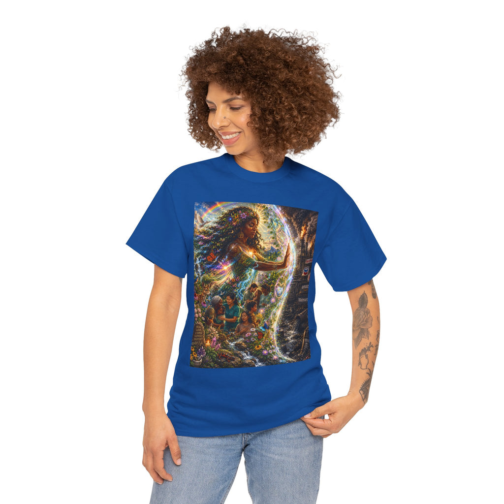 Cosmic Guardian Tee — Earth Mother Spiritual Graphic T-Shirt