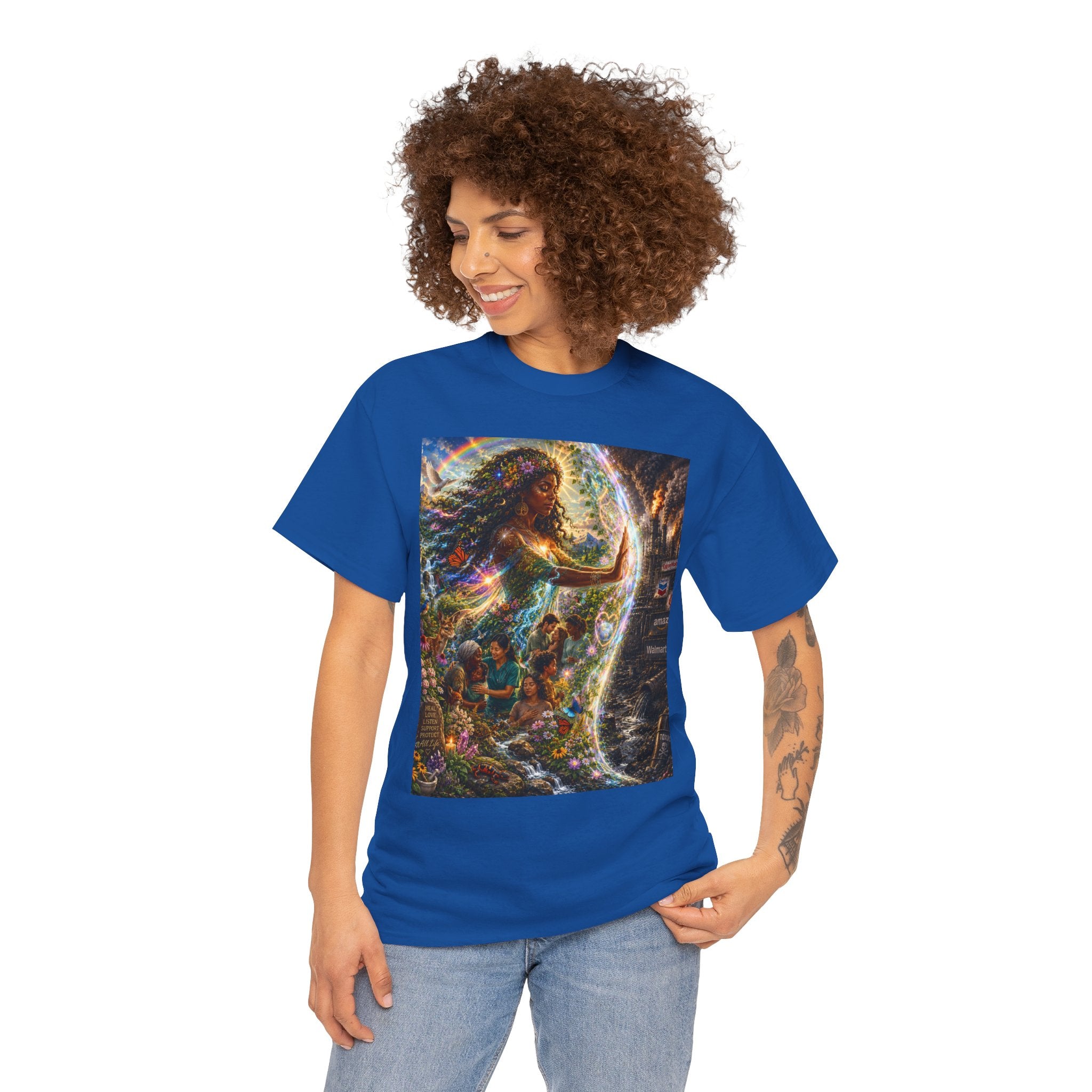 Cosmic Guardian Tee — Earth Mother Spiritual Graphic T-Shirt