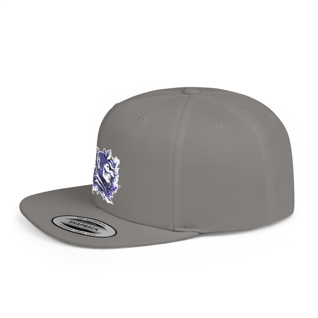 Snapback Hat — Abstract Purple Splash Crown Embroidered Flat Bill