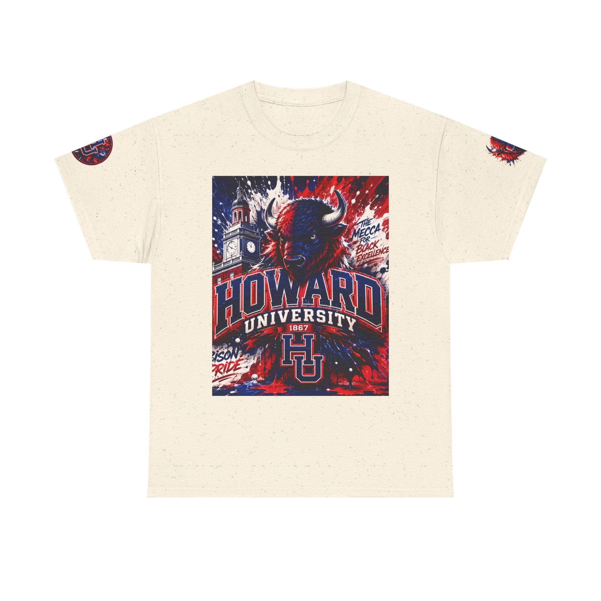 Howard University Buffalo Spirit Tee — HU Bison Red & Blue Campus Shirt