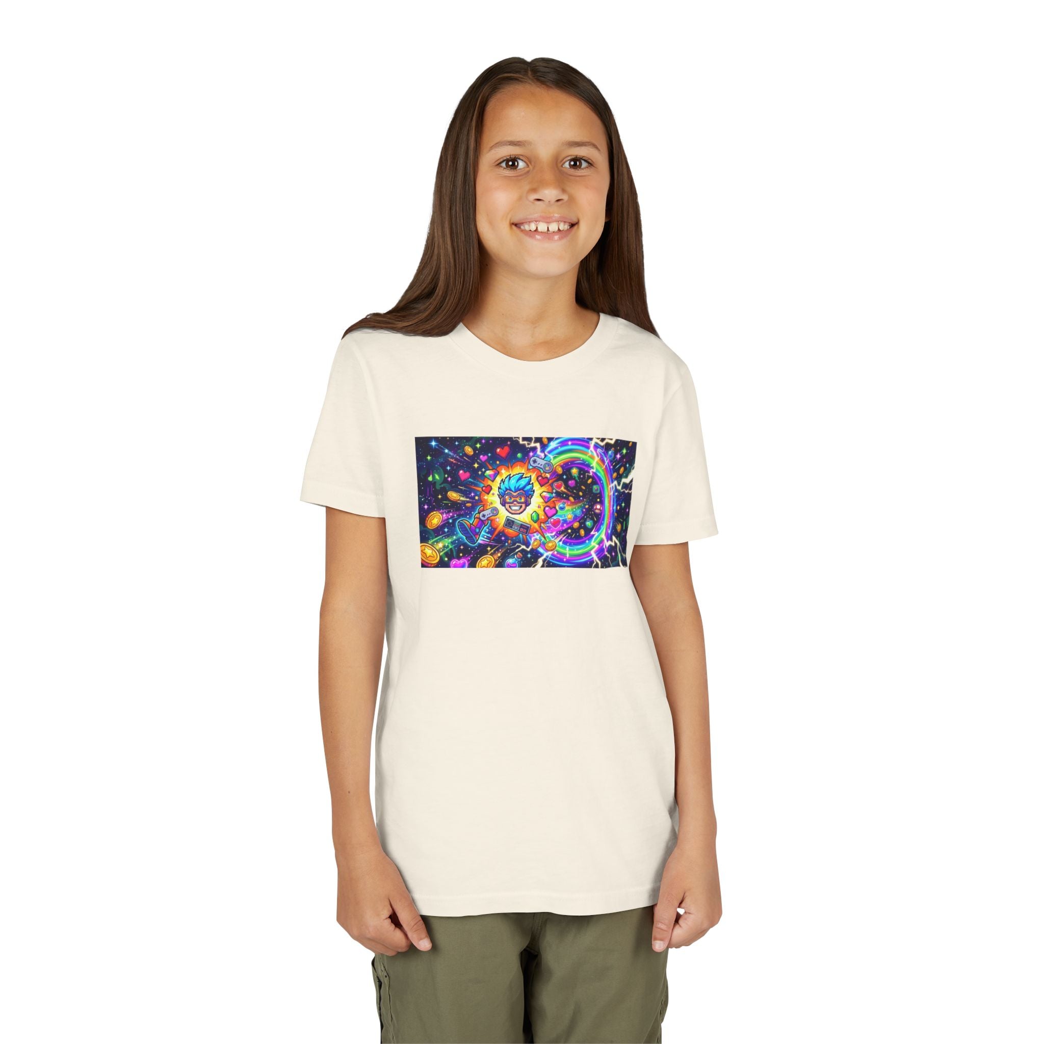 Kids Gaming Tee — Neon Rainbow Portal Gamer Shirt