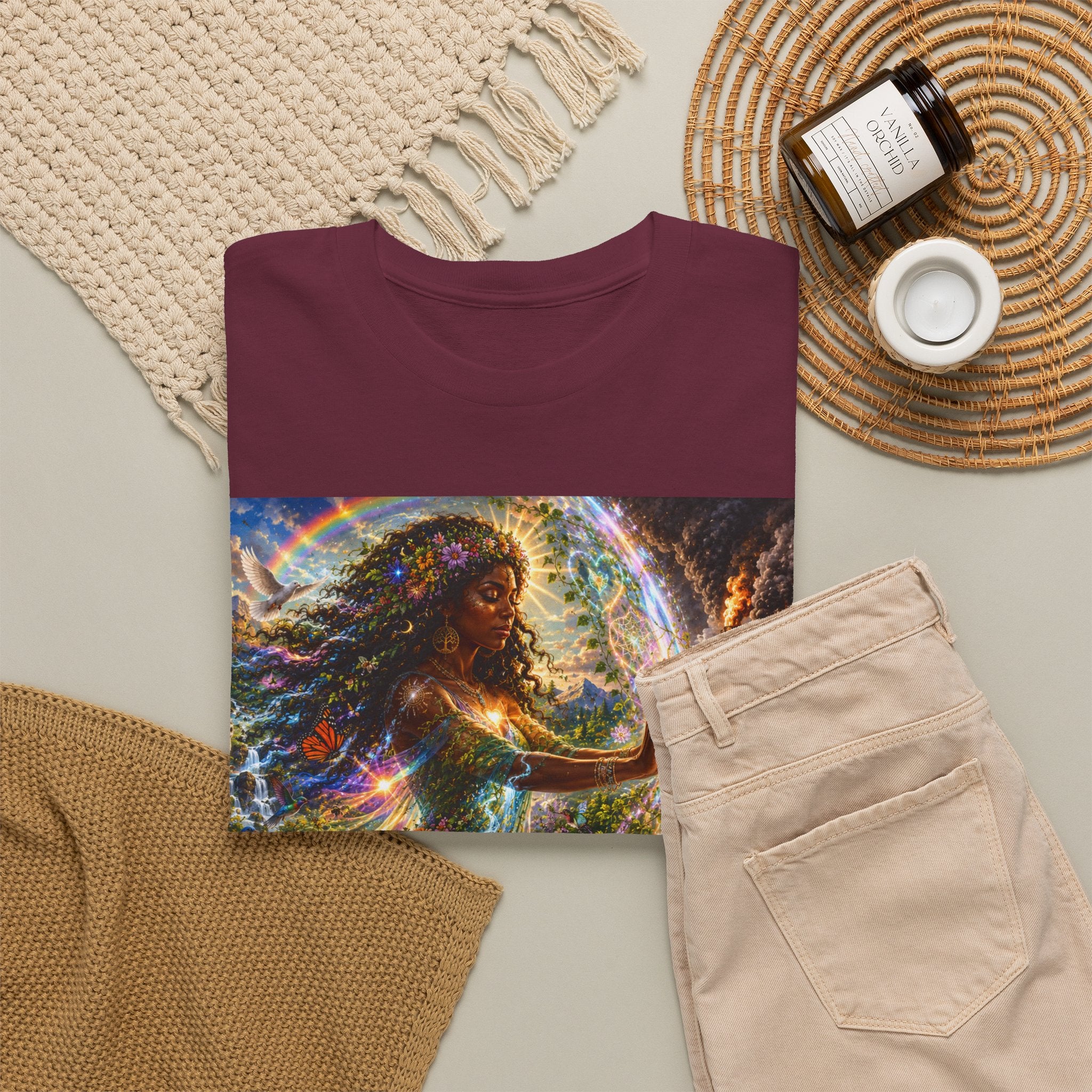 Cosmic Guardian Tee — Earth Mother Spiritual Graphic T-Shirt