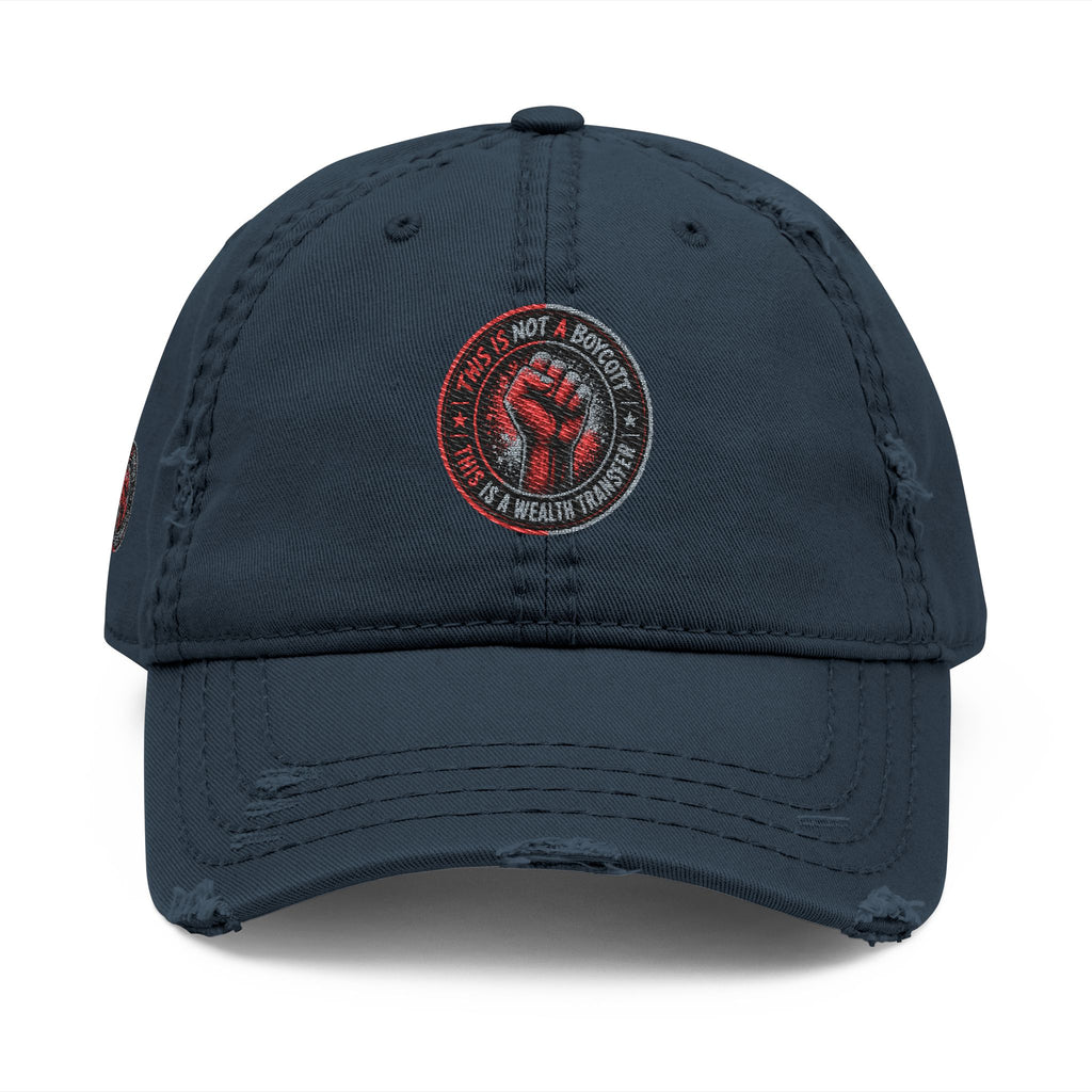 Distressed Embroidered Dad Hat - Vintage Fist Patch
